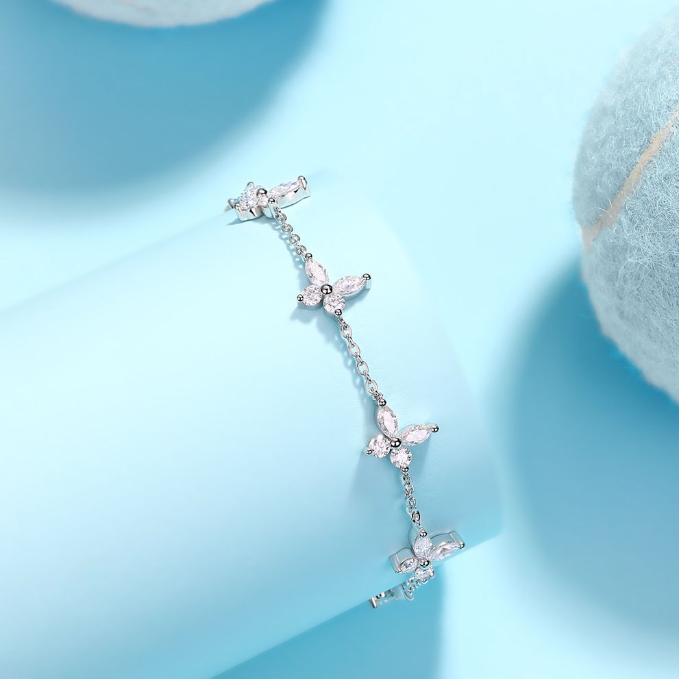 TAAZLUXE™ Butterfly Bracelet with Moissanites - 18K White Gold Vermeil