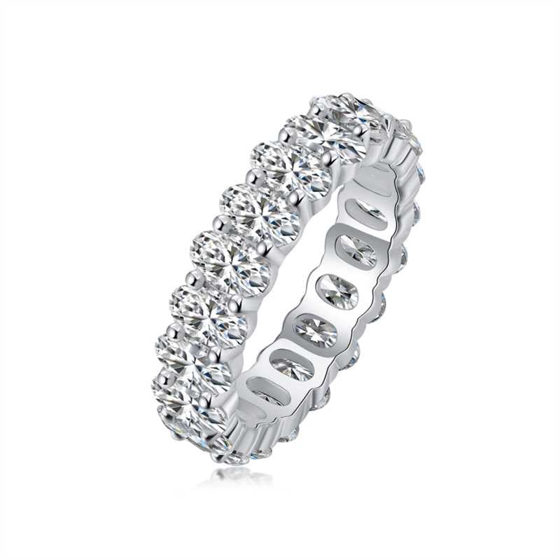 TAAZLUXE™ Eternity Ring with Oval Moissanites - 18K White Gold Vermeil