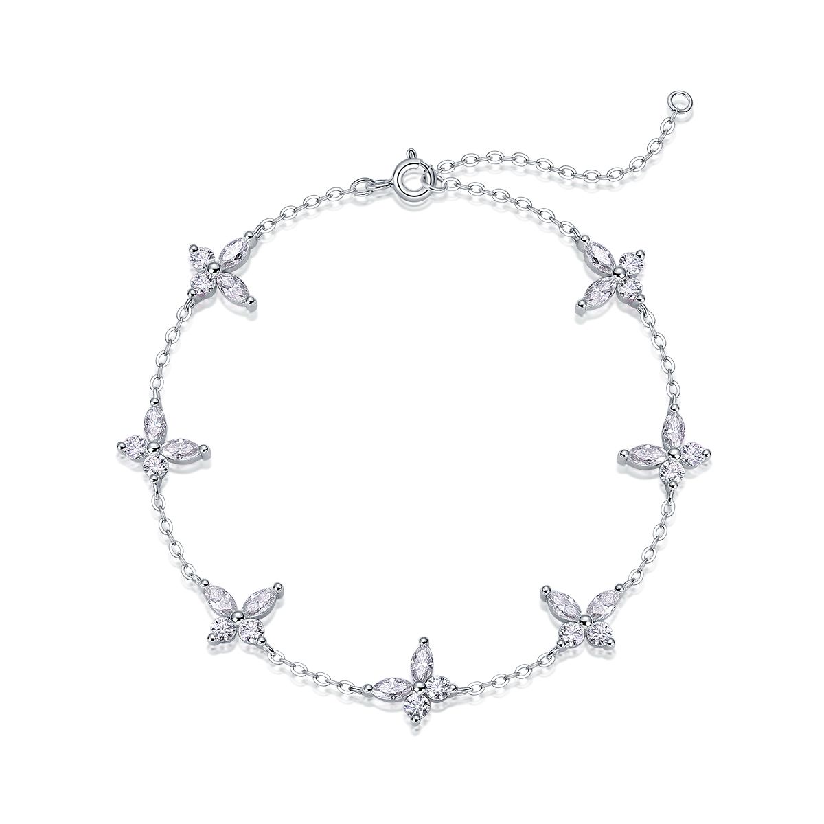 TAAZLUXE™ Butterfly Bracelet with Moissanites - 18K White Gold Vermeil