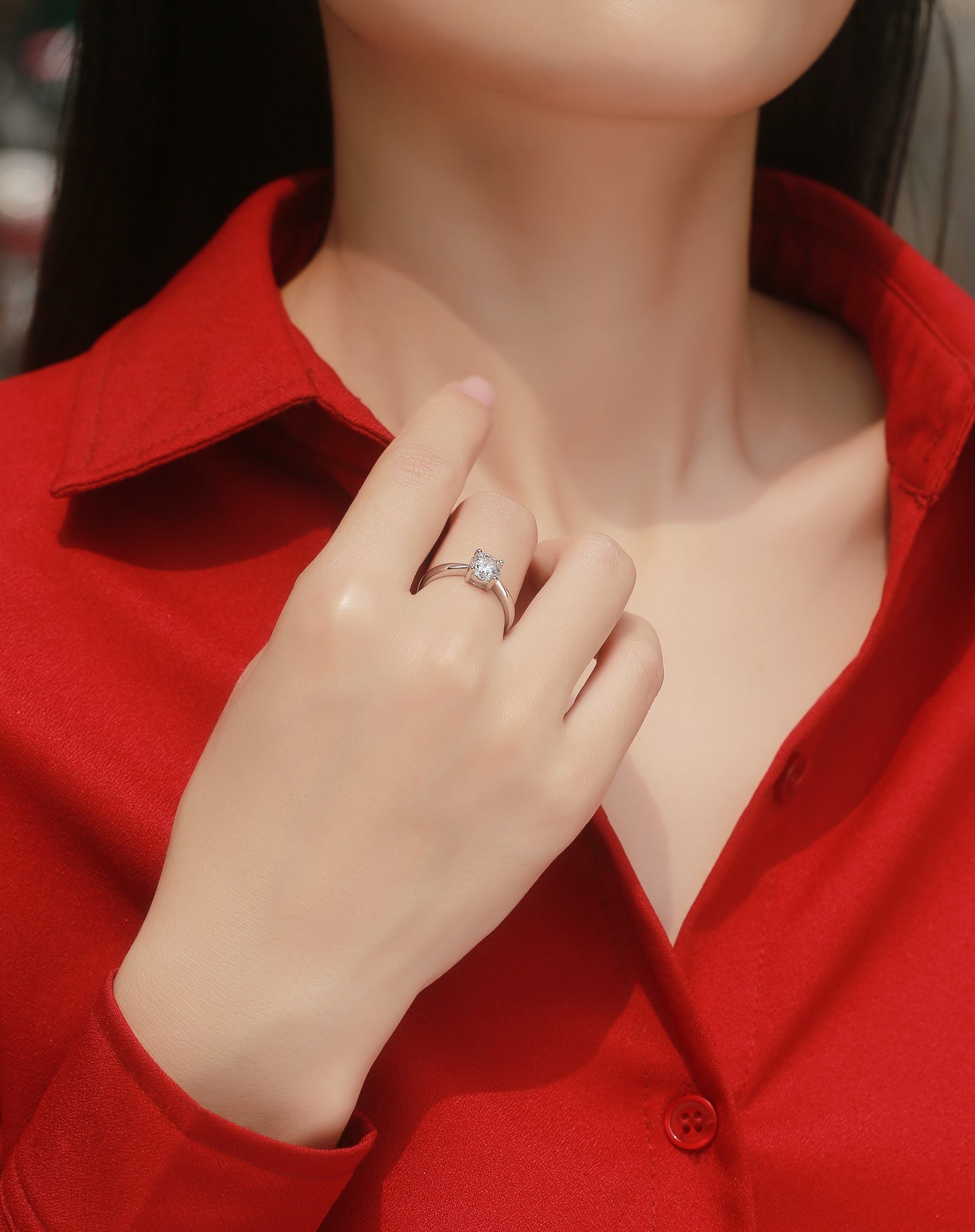 TAAZLUXE™ Classic 4 Prong Moissanite Ring - 18K White Gold Vermeil
