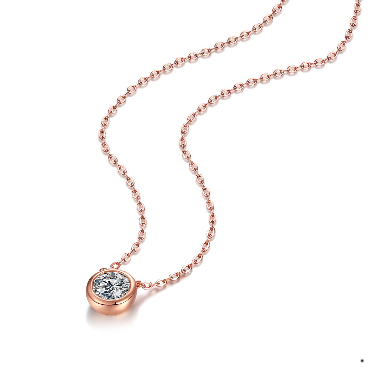 TAAZLUXE™ Round Bezel Set Necklace with Moissanite - 18K Rose Gold Vermeil
