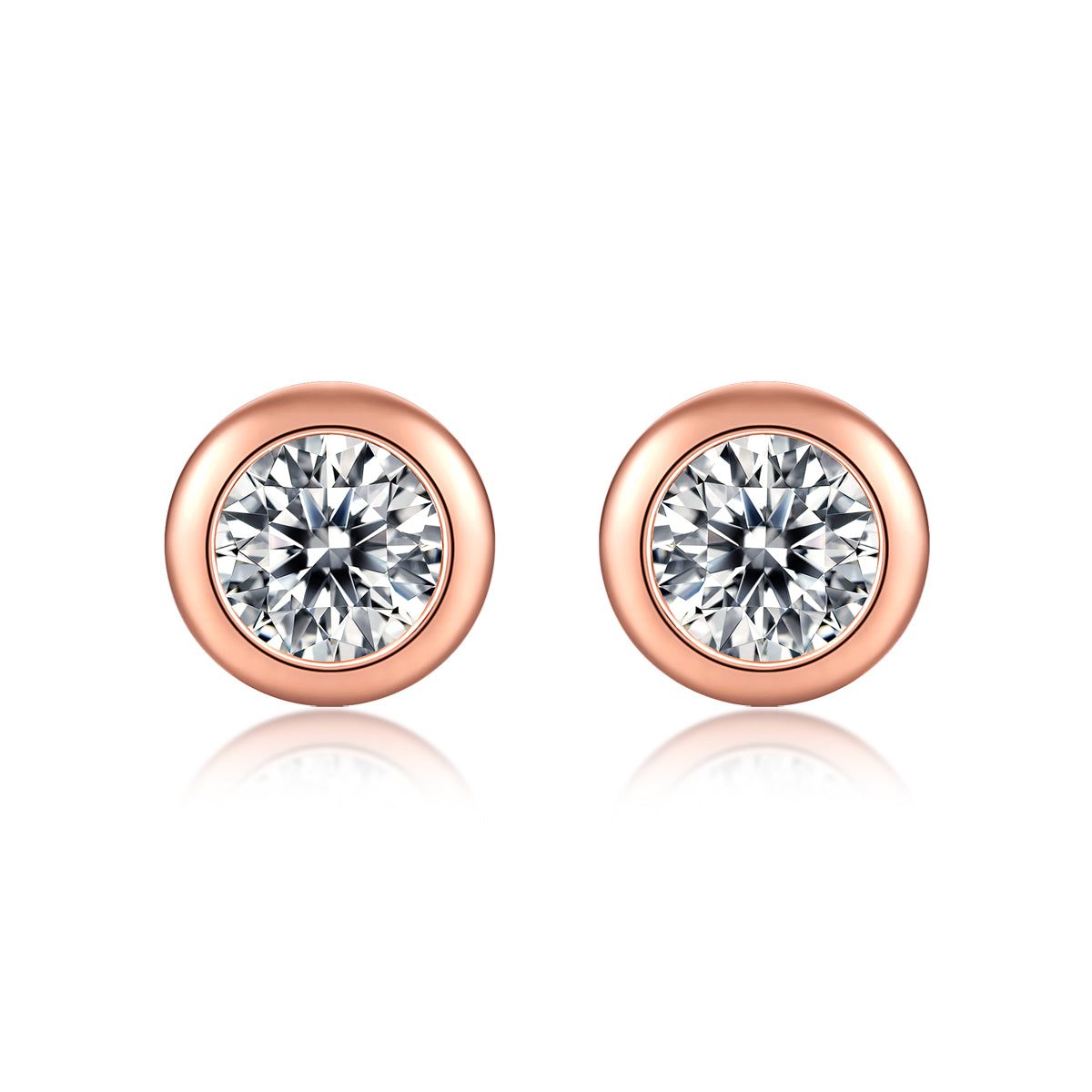 TAAZLUXE™ Round Bezel Earrings with Moissanite - 18K Rose Gold Vermeil