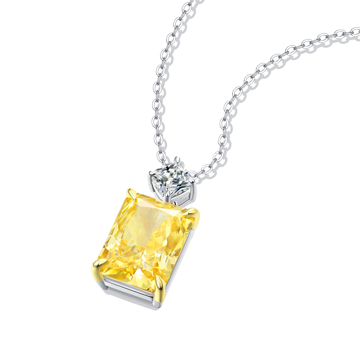 TAAZLUXE™ Yellow Cubic Ziconia Pendant Necklace - Silver