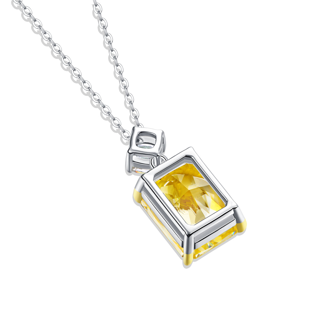 TAAZLUXE™ Yellow Cubic Ziconia Pendant Necklace - Silver