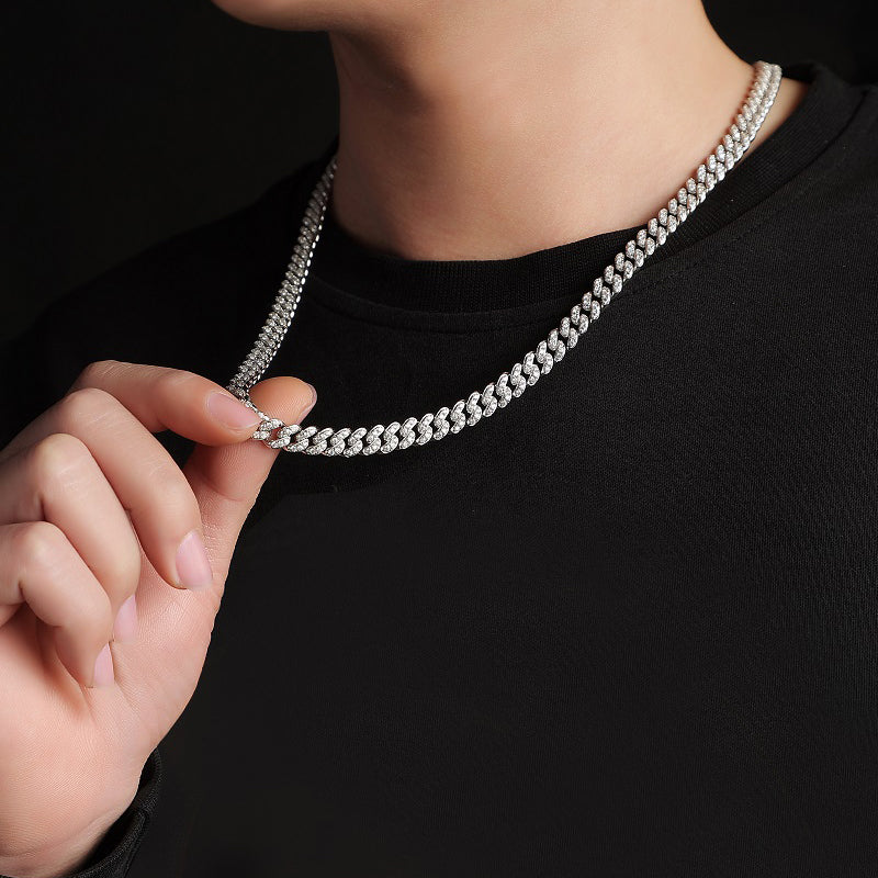 TAAZLUXE™ Cuban Chain with Moissanites - 18K White Gold Vermeil