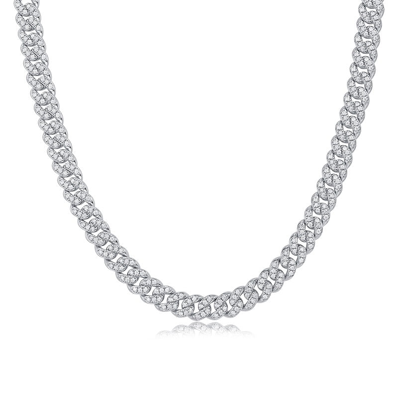TAAZLUXE™ Cuban Chain with Moissanites - 18K White Gold Vermeil