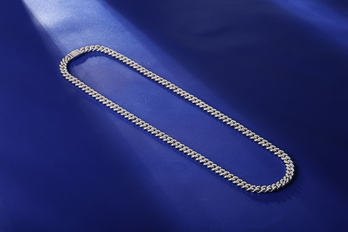 TAAZLUXE™ Cuban Chain with Moissanites - 18K White Gold Vermeil