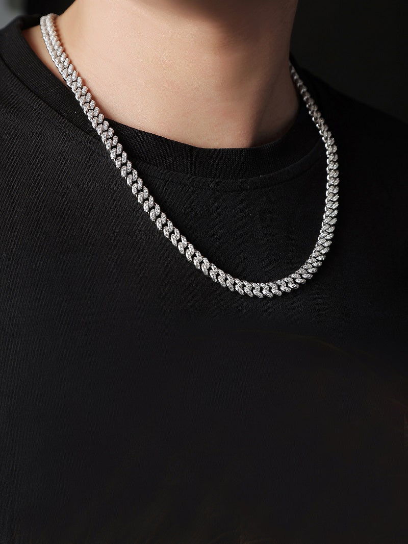TAAZLUXE™ Cuban Chain with Moissanites - 18K White Gold Vermeil