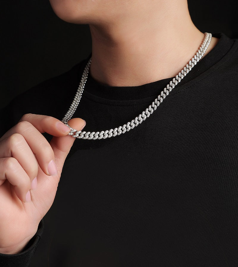 TAAZLUXE™ Cuban Chain with Moissanites - 18K White Gold Vermeil