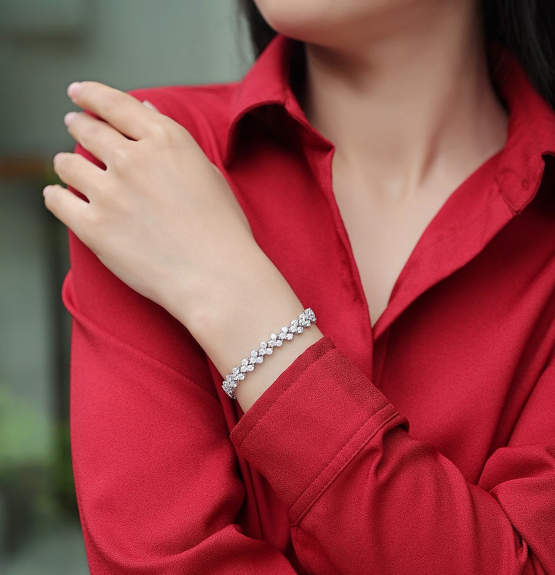 TAAZLUXE™ Moissanites Bracelet, 18K gold plated - Silver