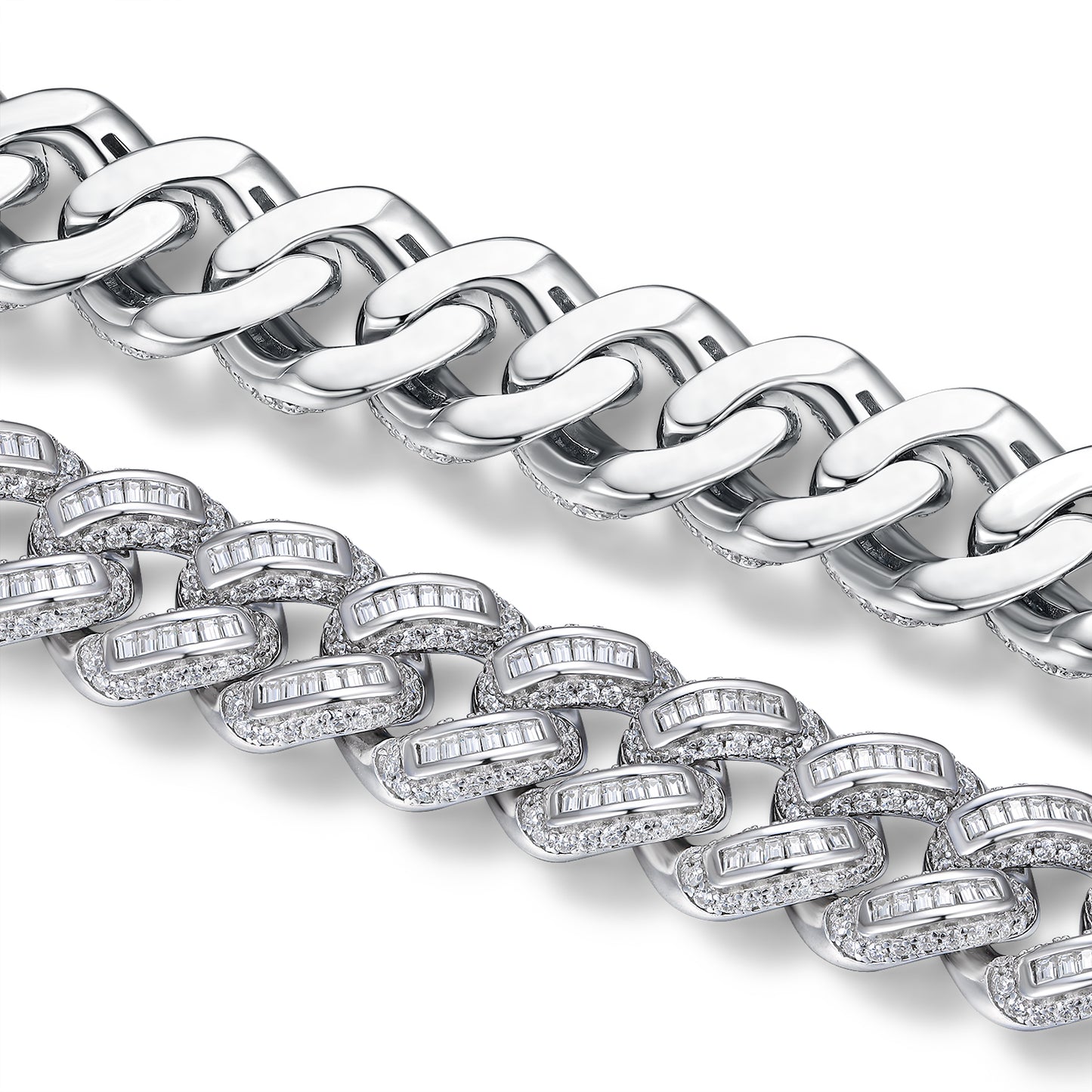 TAAZLUXE™ Cuban Chain Bracelet with Moissanites - 18K White Gold Vermeil