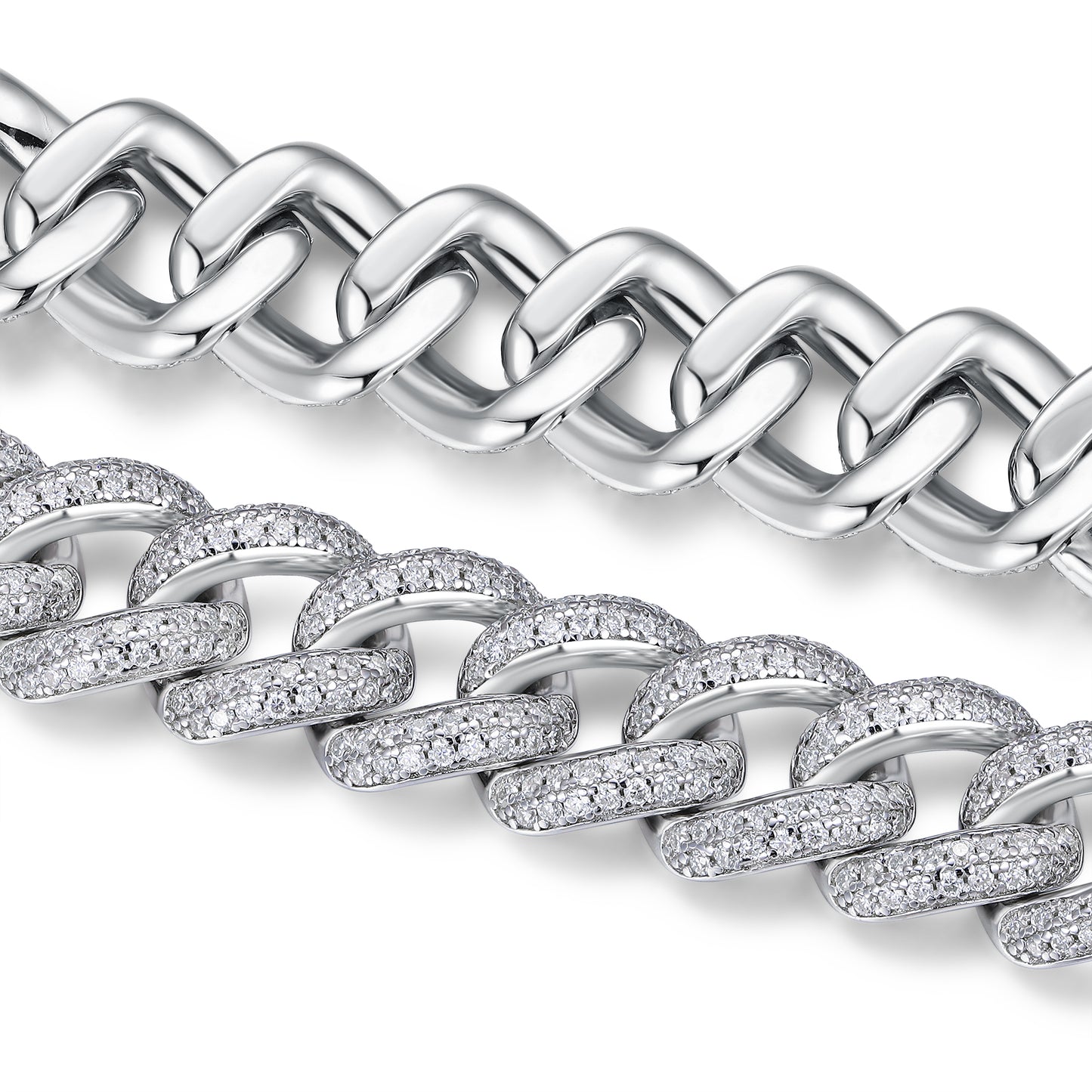 TAAZLUXE™ Cuban Chain Bracelet with Moissanites - 18K White Gold Vermeil