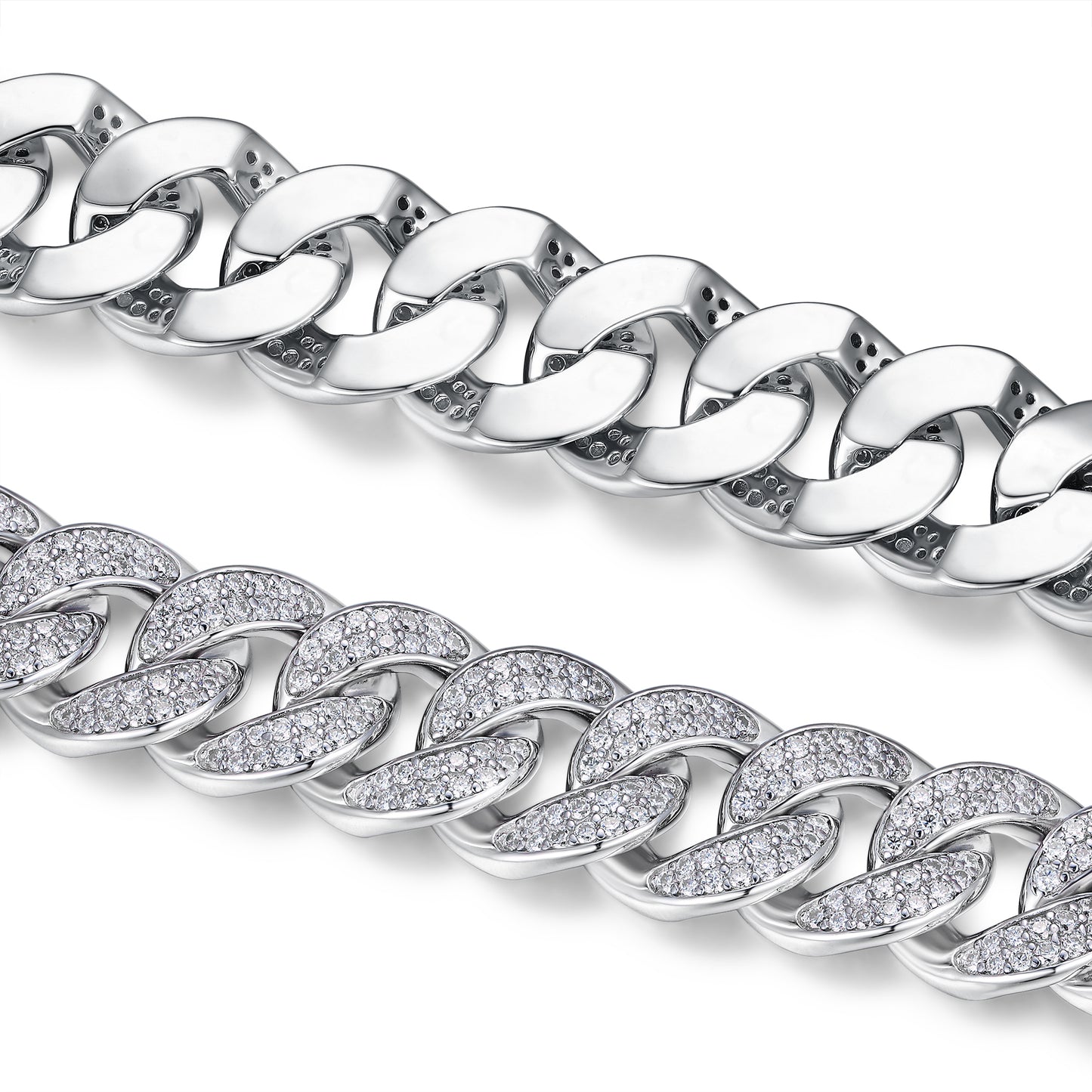 TAAZLUXE™ Cuban Chain Bracelet with Moissanites - 18K White Gold Vermeil