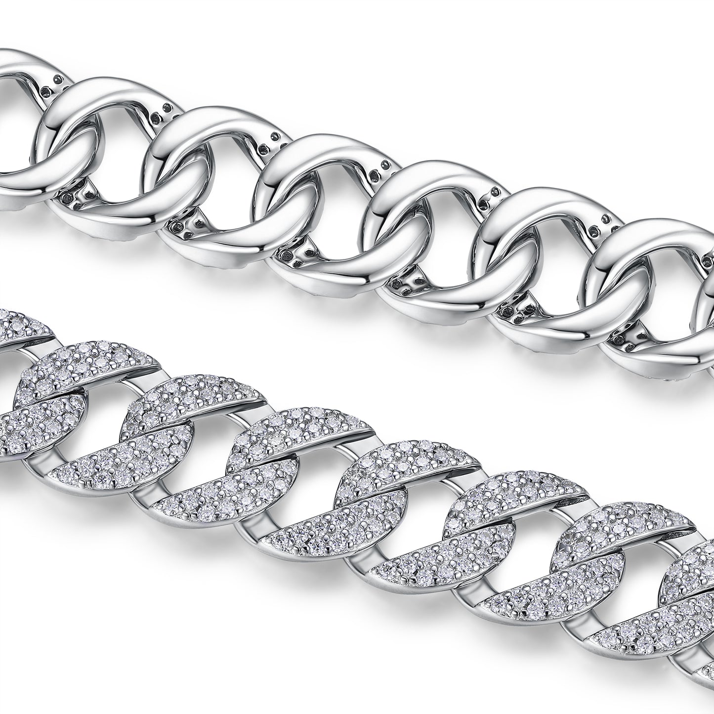 TAAZLUXE™ Cuban Chain Bracelet with Moissanites - 18K White Gold Vermeil