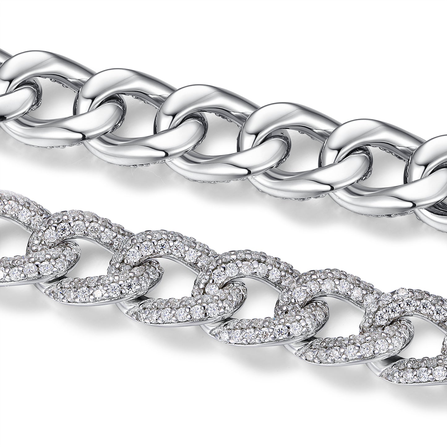 TAAZLUXE™ Cuban Chain Bracelets with Moissanites - 18K White Gold Vermeil