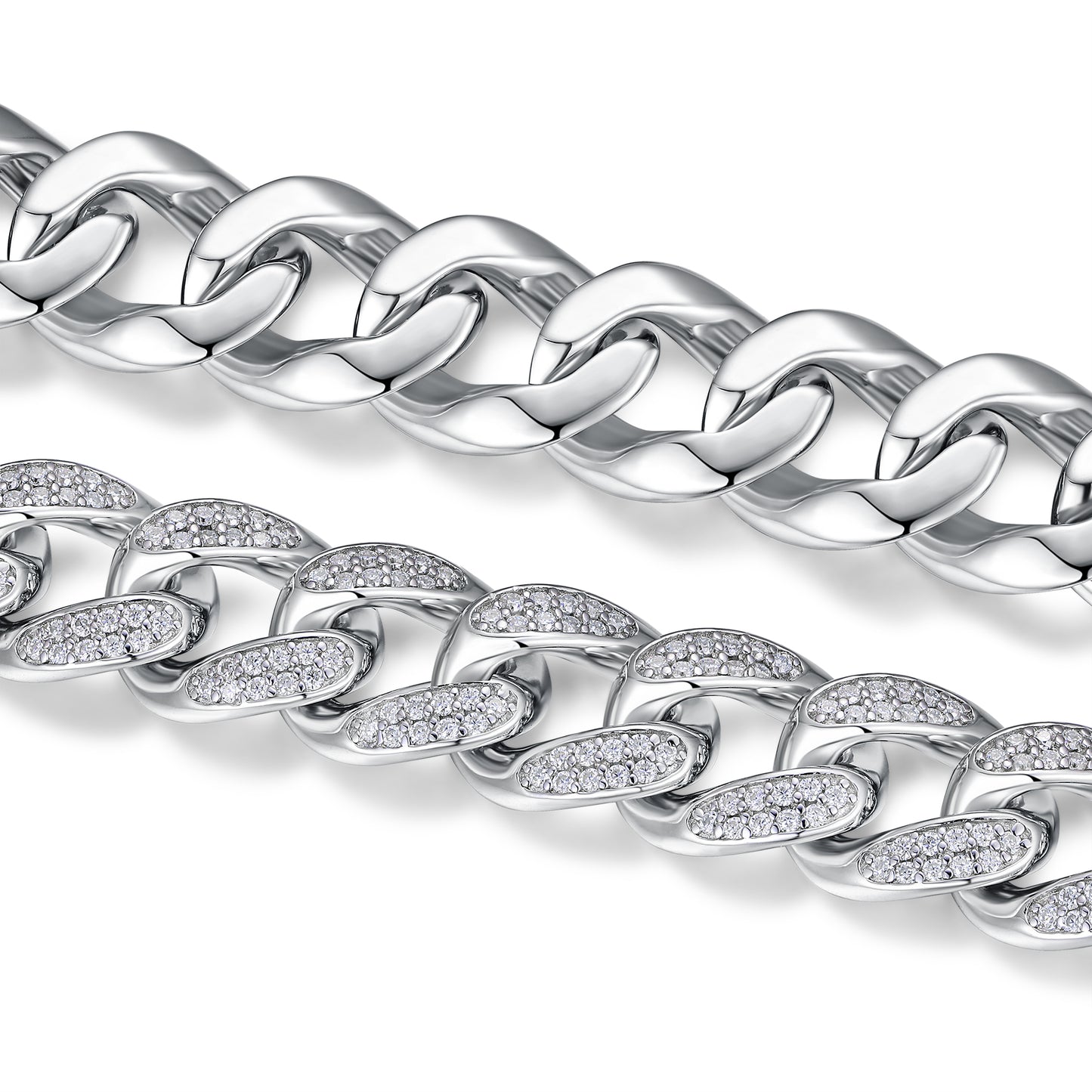 TAAZLUXE™ - Cuban Chain Bracelet with Moissanites - 18K White Gold Vermeil