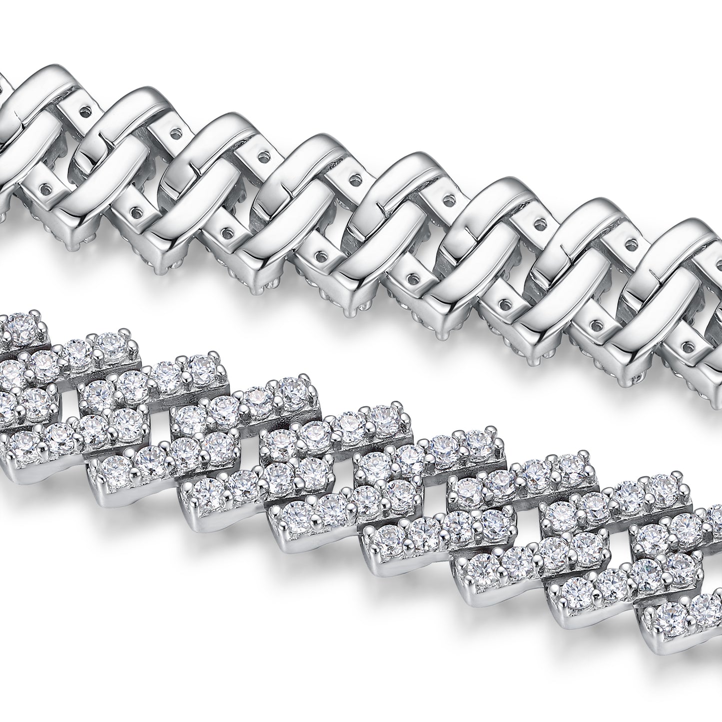 TAAZLUXE™ Cuban Chain Bracelet with Moissanites - 18K White Gold Vermeil