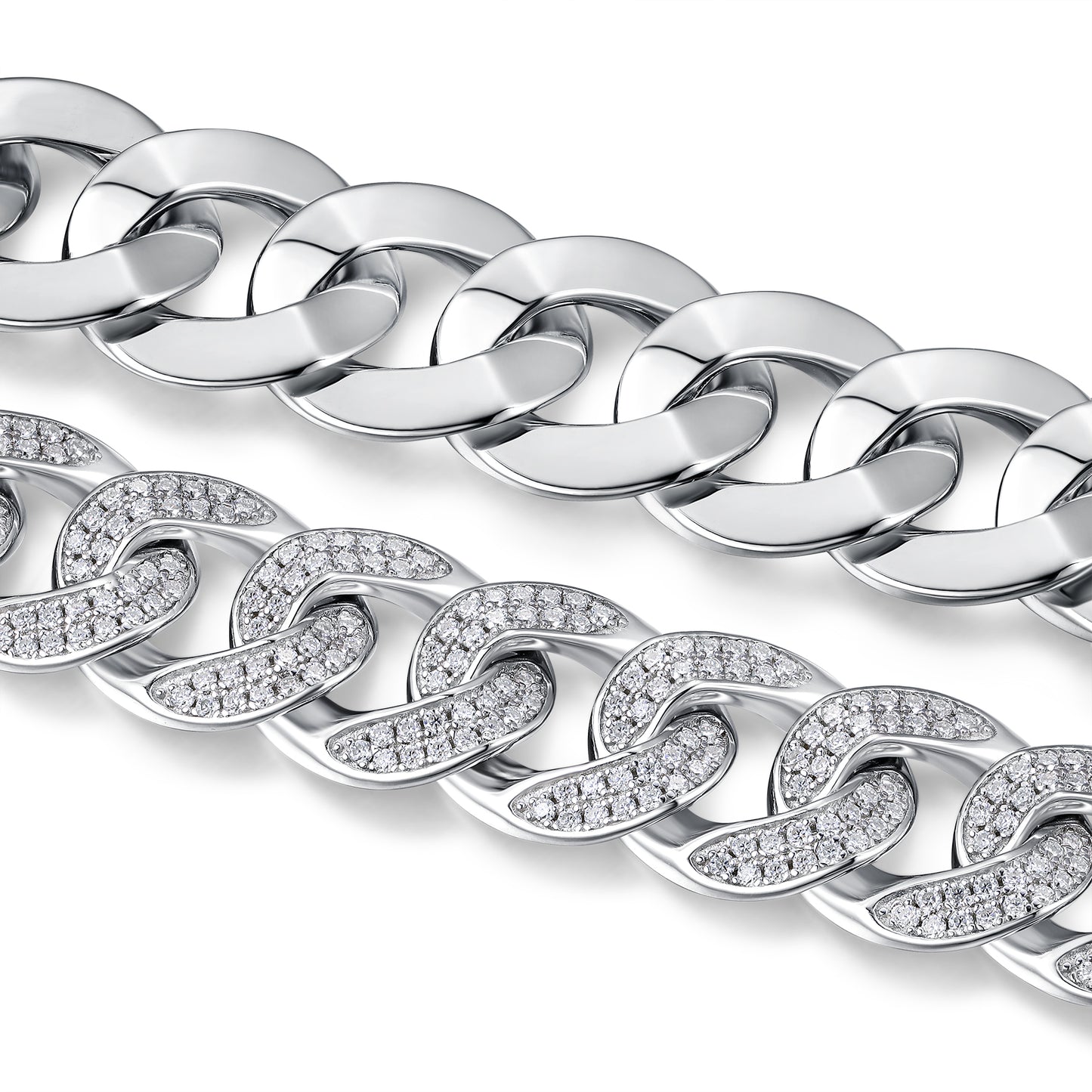 TAAZLUXE™ Cuban Chain Bracelet with Moissanites - 18K White Gold Vermeil