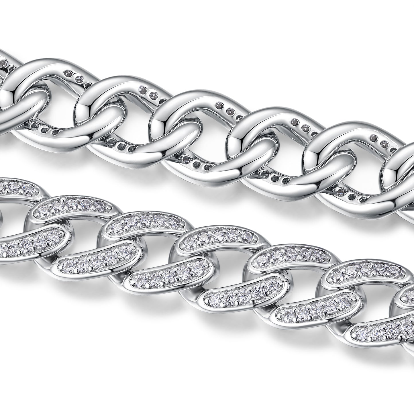 TAAZLUXE™ - Cuban Chain Bracelet with Moissanites - 18K White Gold Vermeil