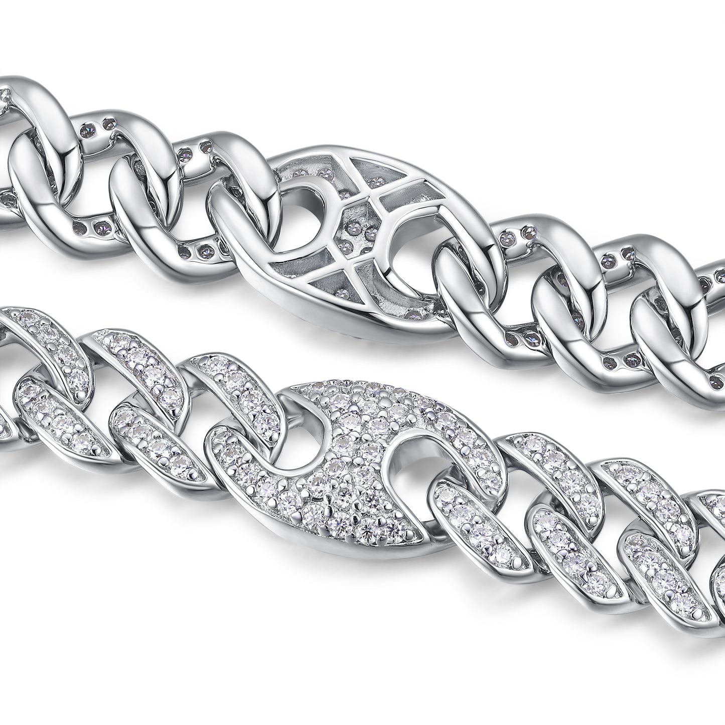 TAAZLUXE™ - Cuban Chain Bracelet with Moissanites - 18K White Gold Vermeil