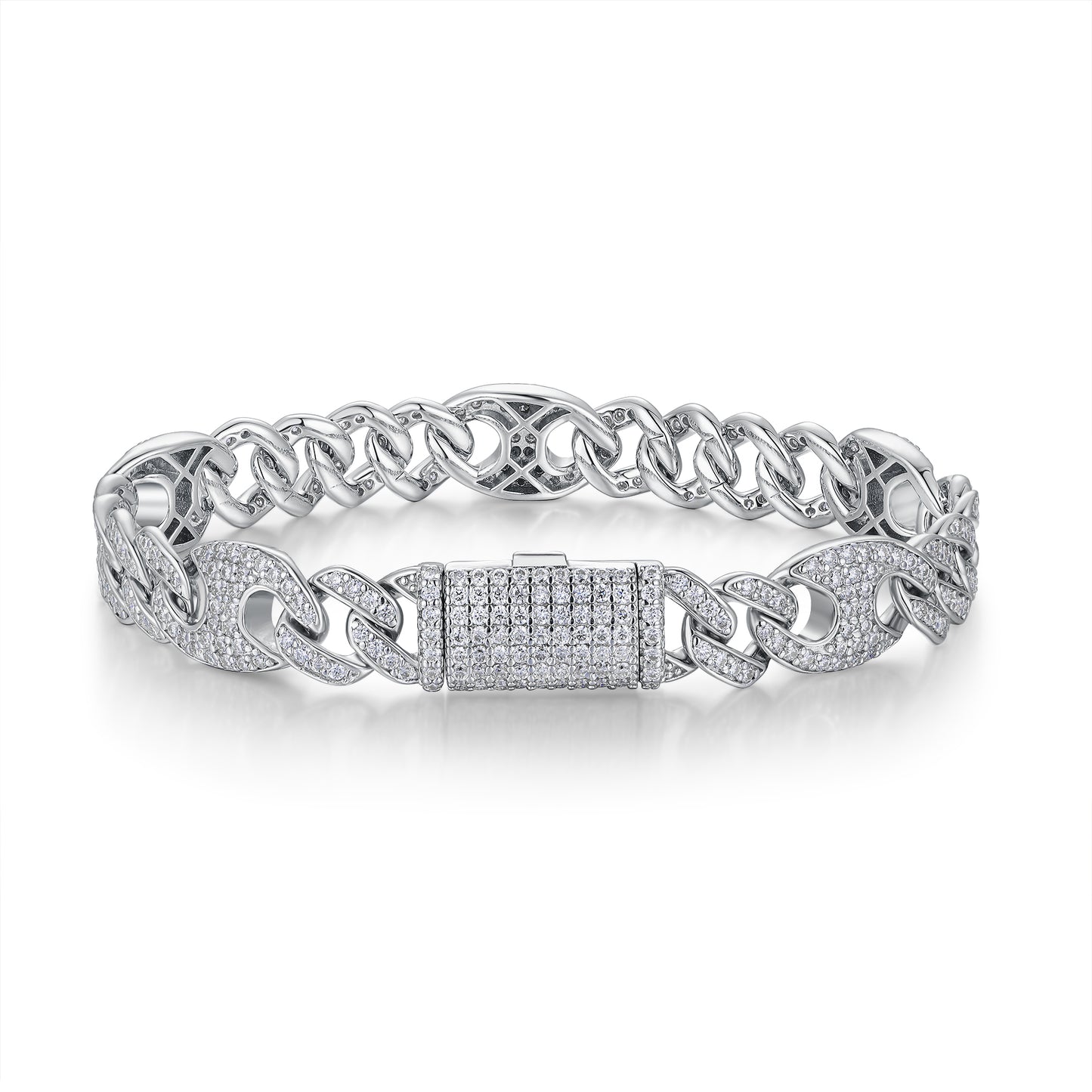 TAAZLUXE™ - Cuban Chain Bracelet with Moissanites - 18K White Gold Vermeil