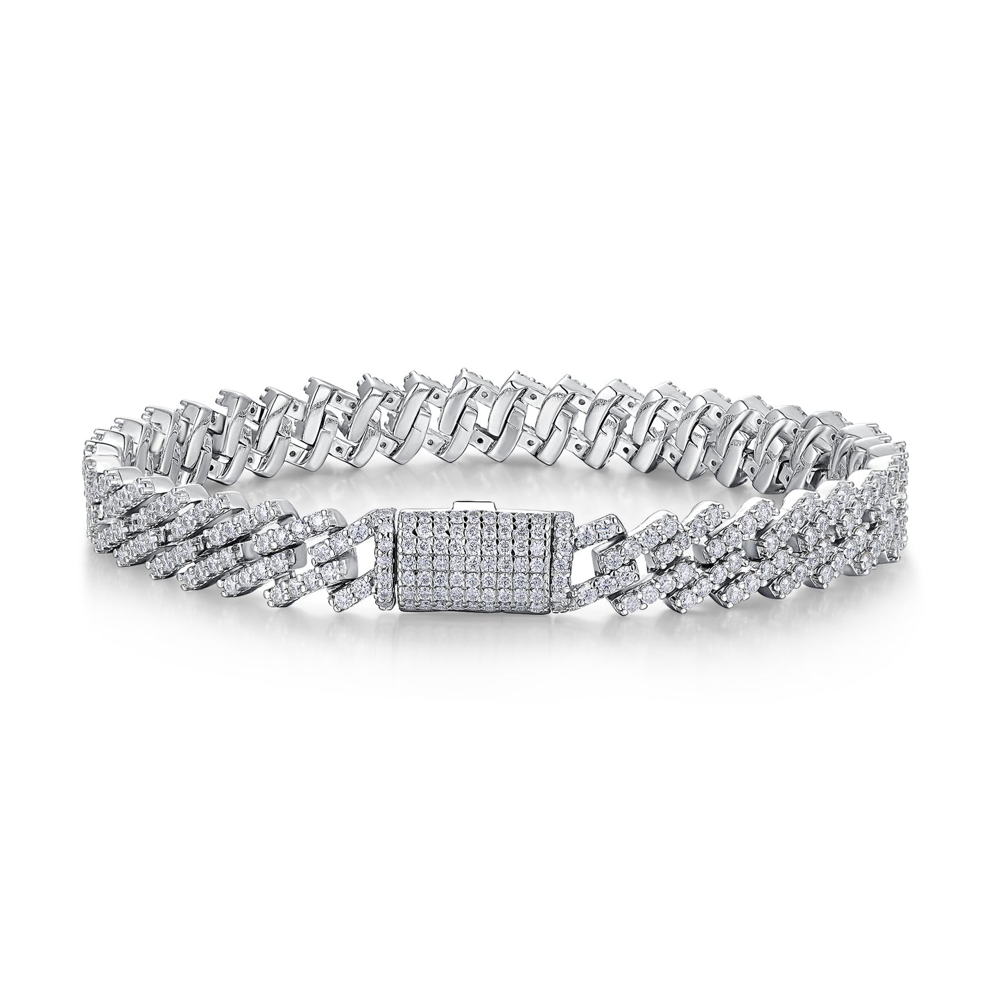 TAAZLUXE™ Cuban Chain Bracelet with Moissanites - 18K White Gold Vermeil