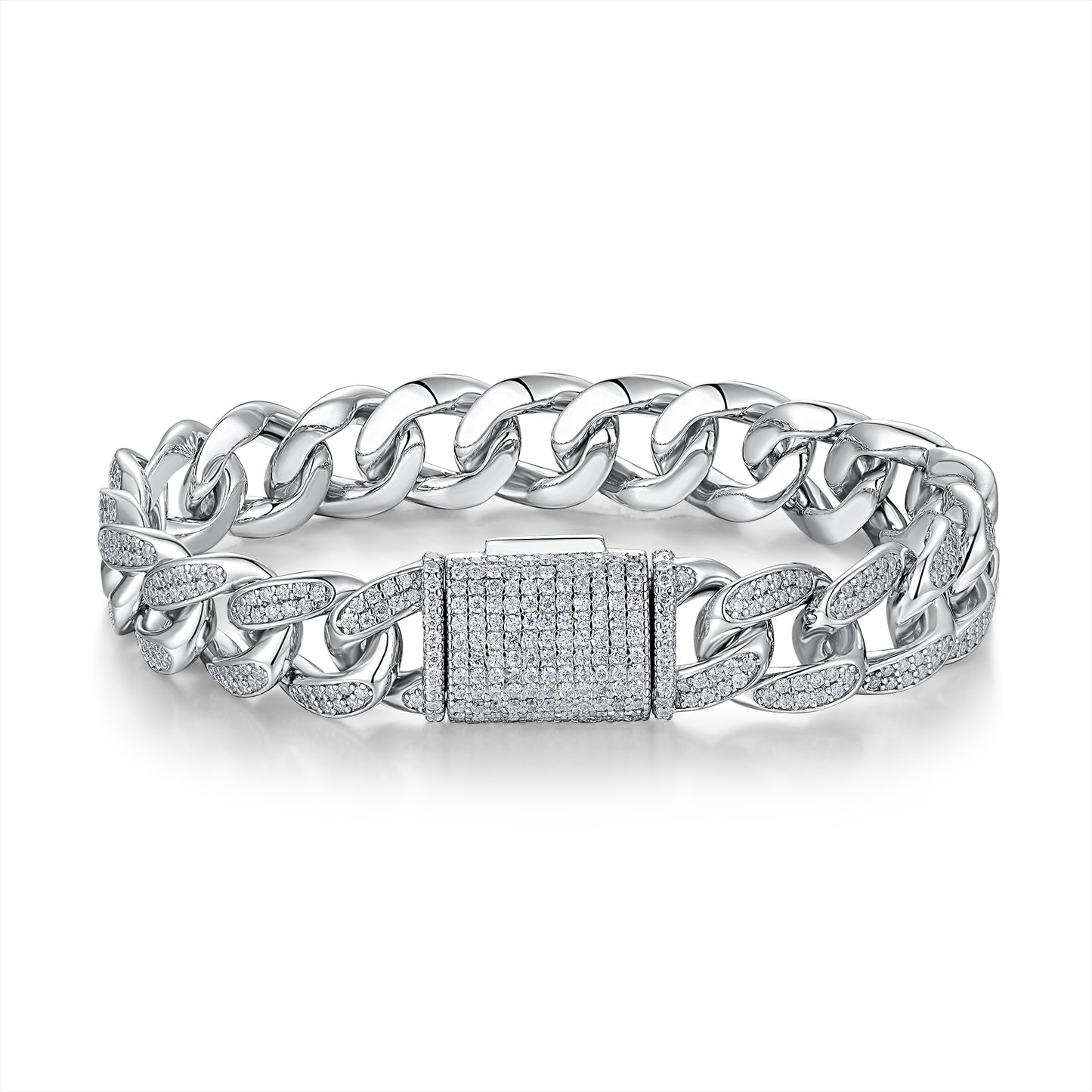 TAAZLUXE™ - Cuban Chain Bracelet with Moissanites - 18K White Gold Vermeil