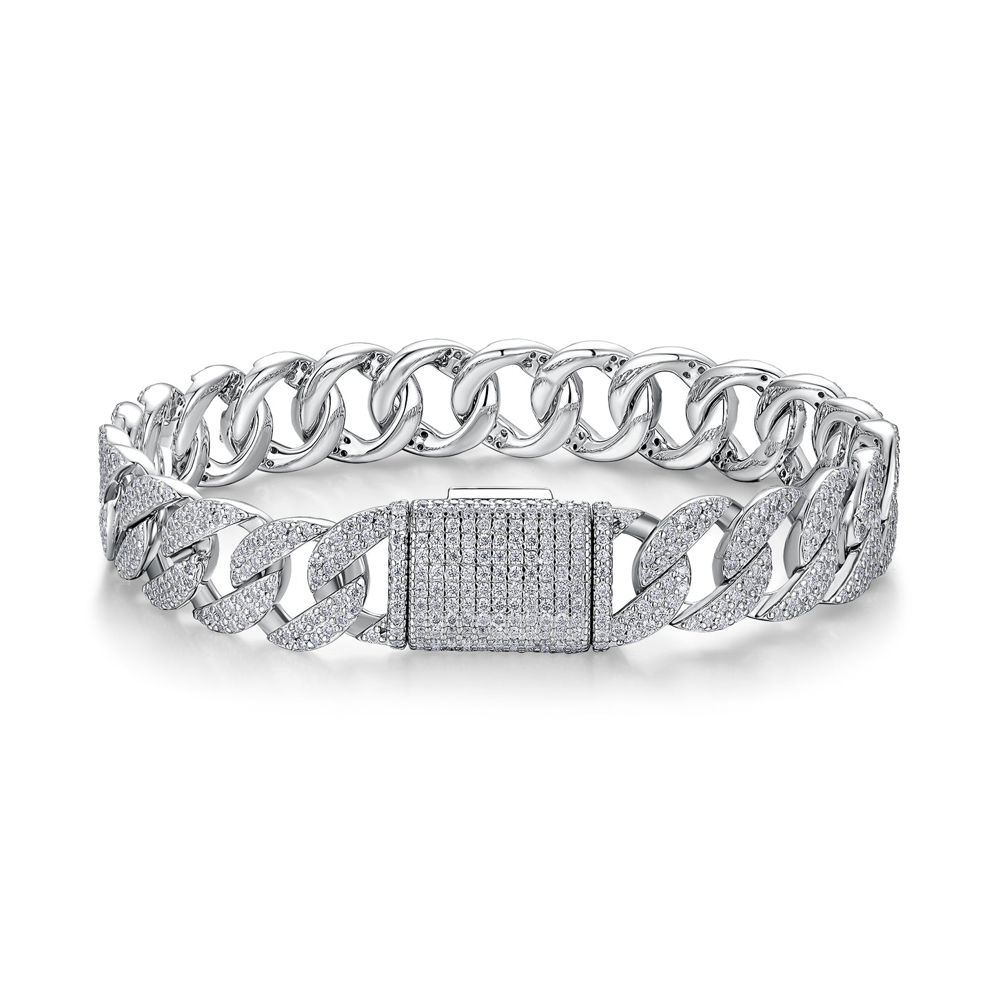 TAAZLUXE™ Cuban Chain Bracelet with Moissanites - 18K White Gold Vermeil