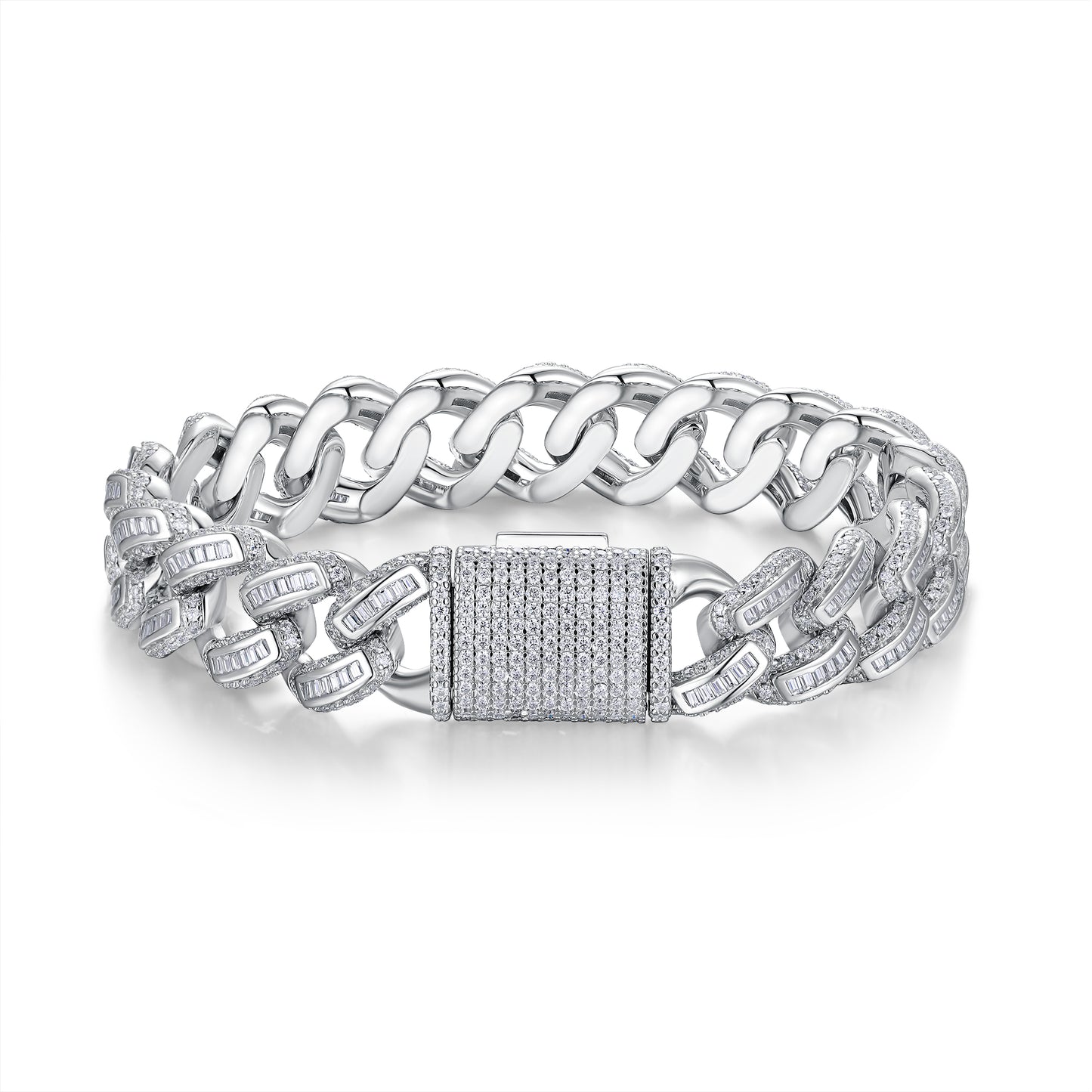 TAAZLUXE™ Cuban Chain Bracelet with Moissanites - 18K White Gold Vermeil