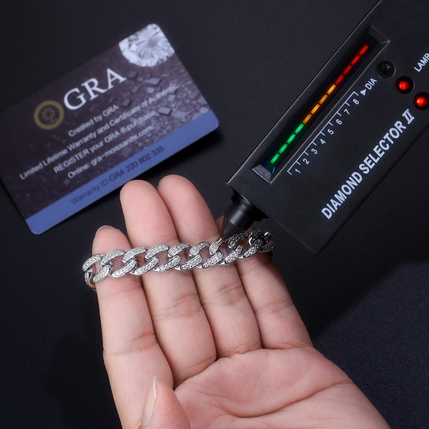 TAAZLUXE™ - Cuban Chain Bracelet with Moissanites - 18K White Gold Vermeil