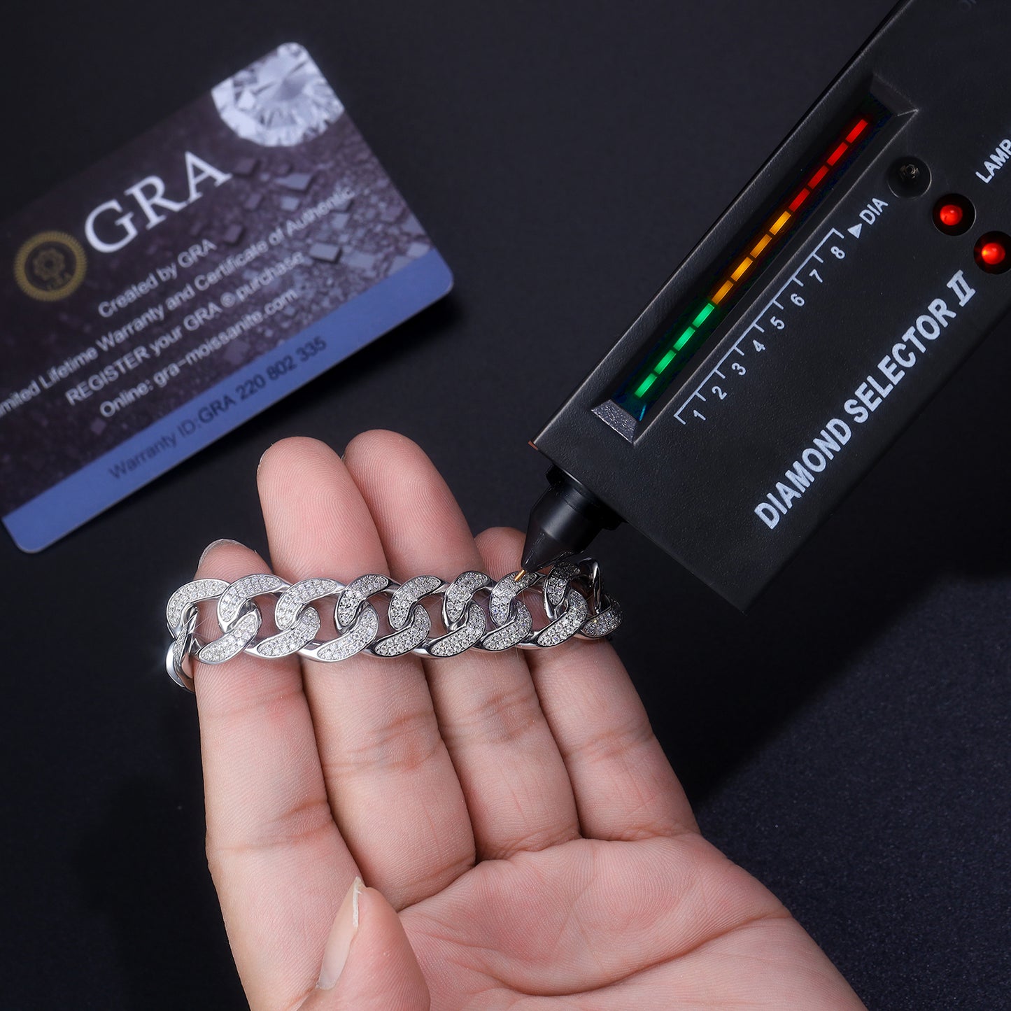 TAAZLUXE™ Cuban Chain Bracelet with Moissanites - 18K White Gold Vermeil