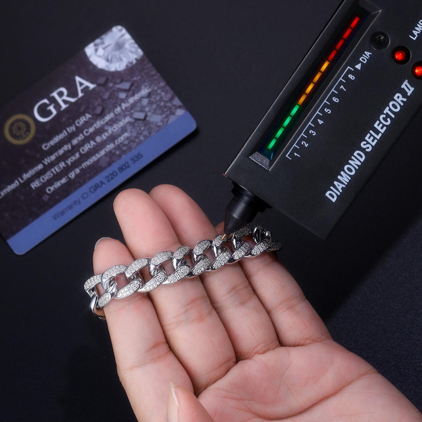 TAAZLUXE™ - Cuban Chain Bracelet with Moissanites - 18K White Gold Vermeil