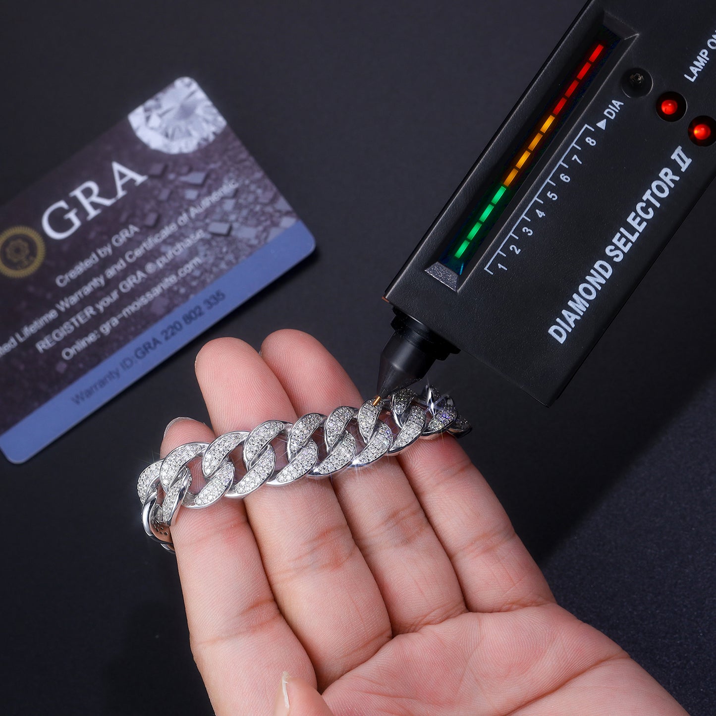 TAAZLUXE™ Cuban Chain Bracelet with Moissanites - 18K White Gold Vermeil