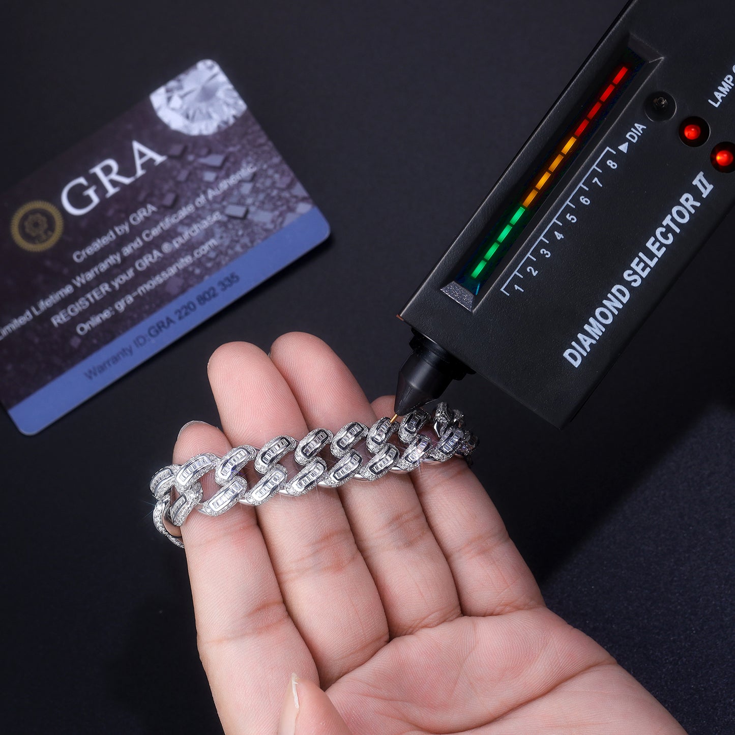 TAAZLUXE™ Cuban Chain Bracelet with Moissanites - 18K White Gold Vermeil