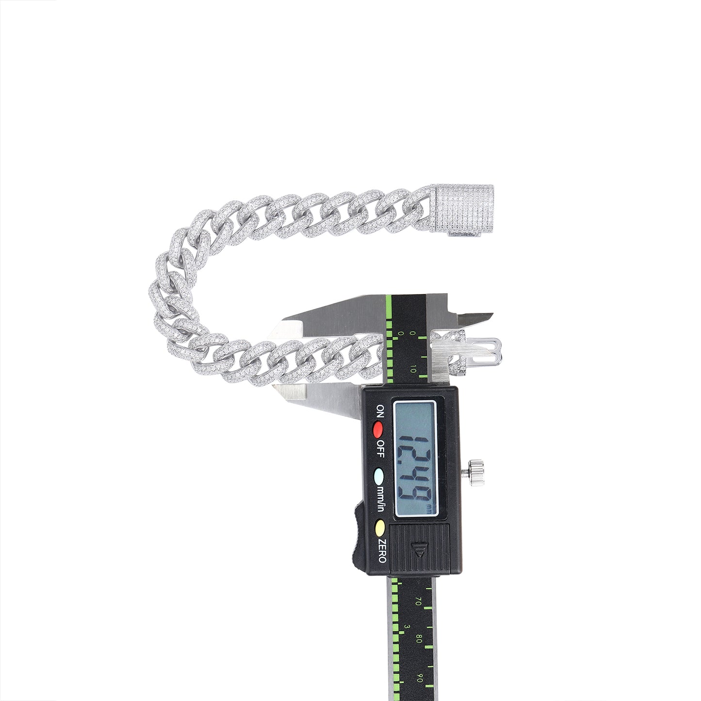 سوار سلسلة كوبية من TAAZLUXE™ مرصع بأحجار المويسانايت - مطلي بالذهب الأبيض عيار 18 قيراطًا