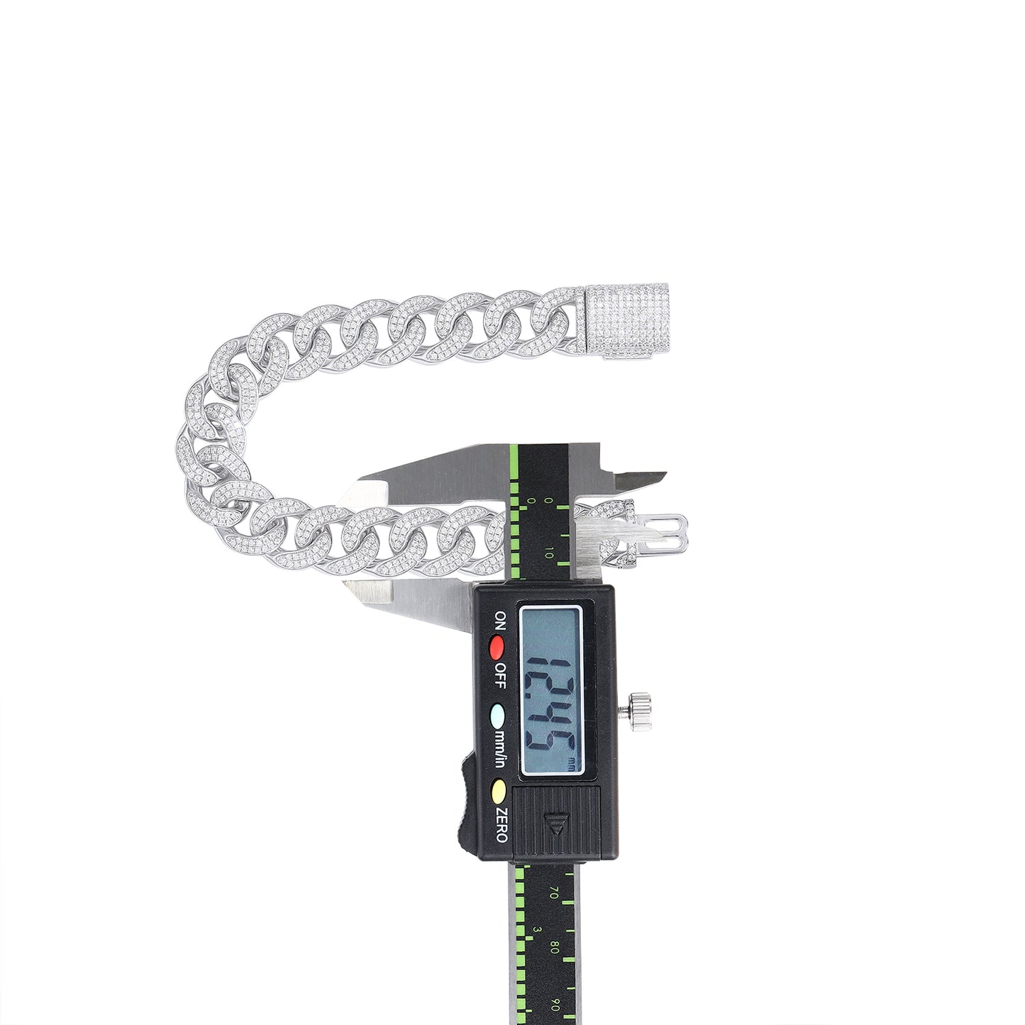 سوار سلسلة كوبية من TAAZLUXE™ مرصع بأحجار المويسانايت - مطلي بالذهب الأبيض عيار 18 قيراطًا