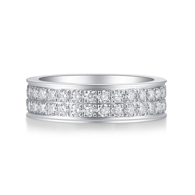 TAAZLUXE™ Double Pave Moissanite Eternity Band Ring - 18K White Gold Vermeil