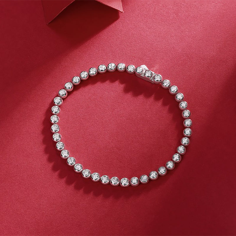 TAAZLUXE™ Bezel set Tennis Bracelet with Moissanites - 18K White Gold Vermeil