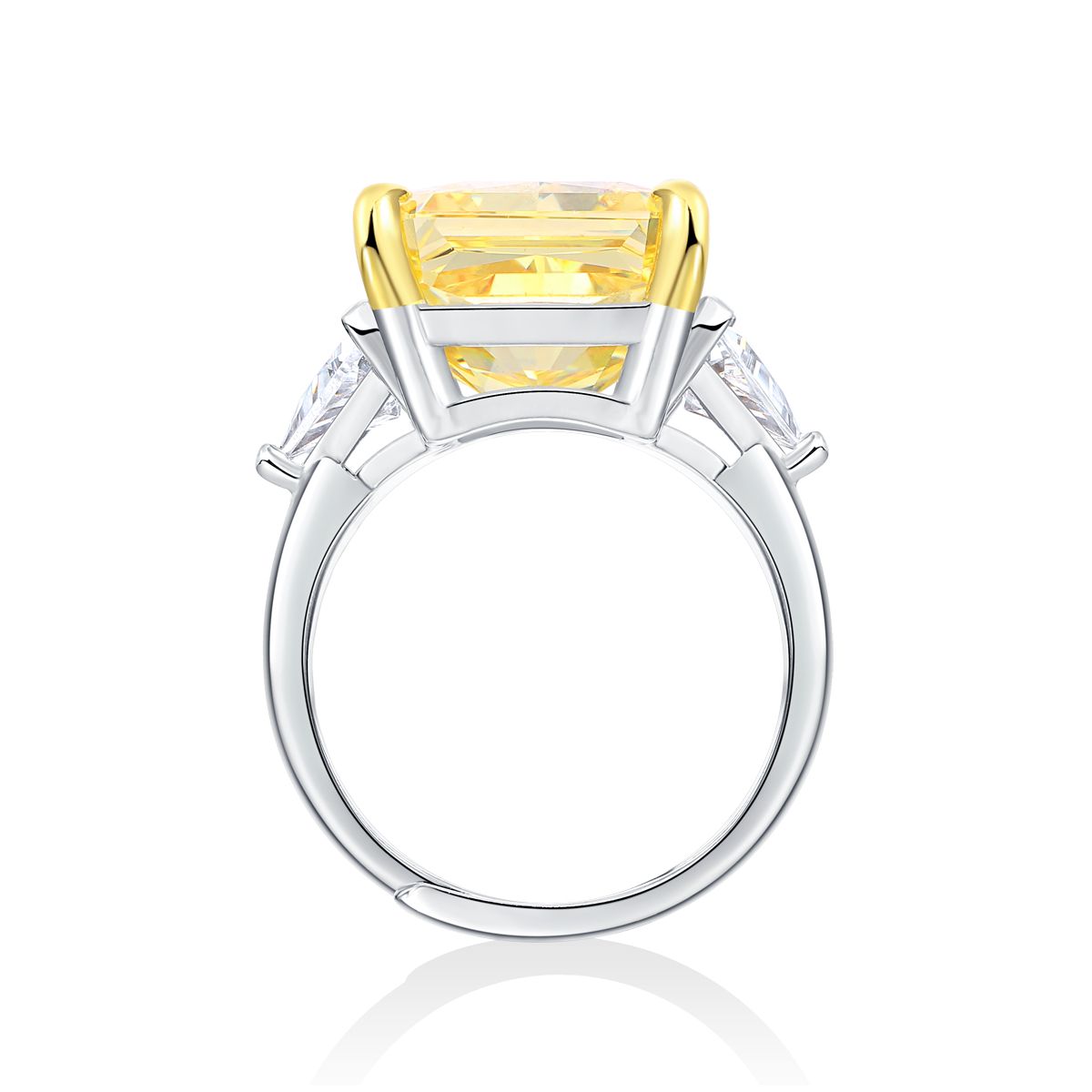 TAAZLUXE™ Yellow Cubic Zirconia and Moissanite Ring - Silver