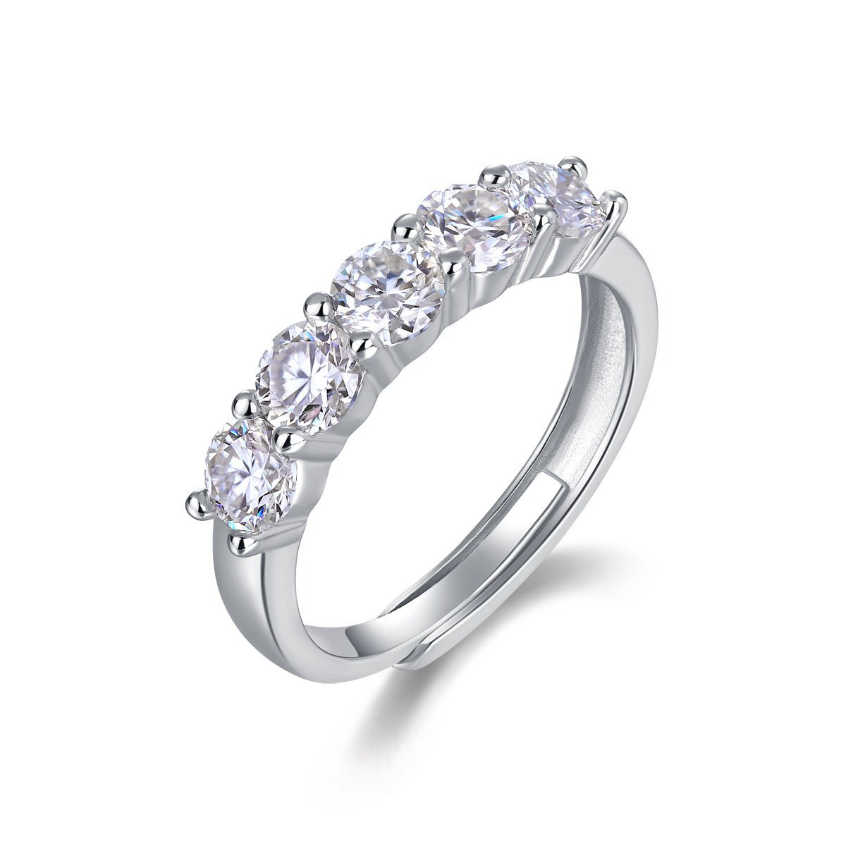 خاتم مويسانيت نصف الأبدية من TAAZLUXE™ - مطلي بالذهب الأبيض عيار 18 قيراطًا