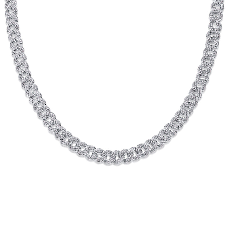 TAAZLUXE™ Cuban Chain Necklace with Moissanites - Silver