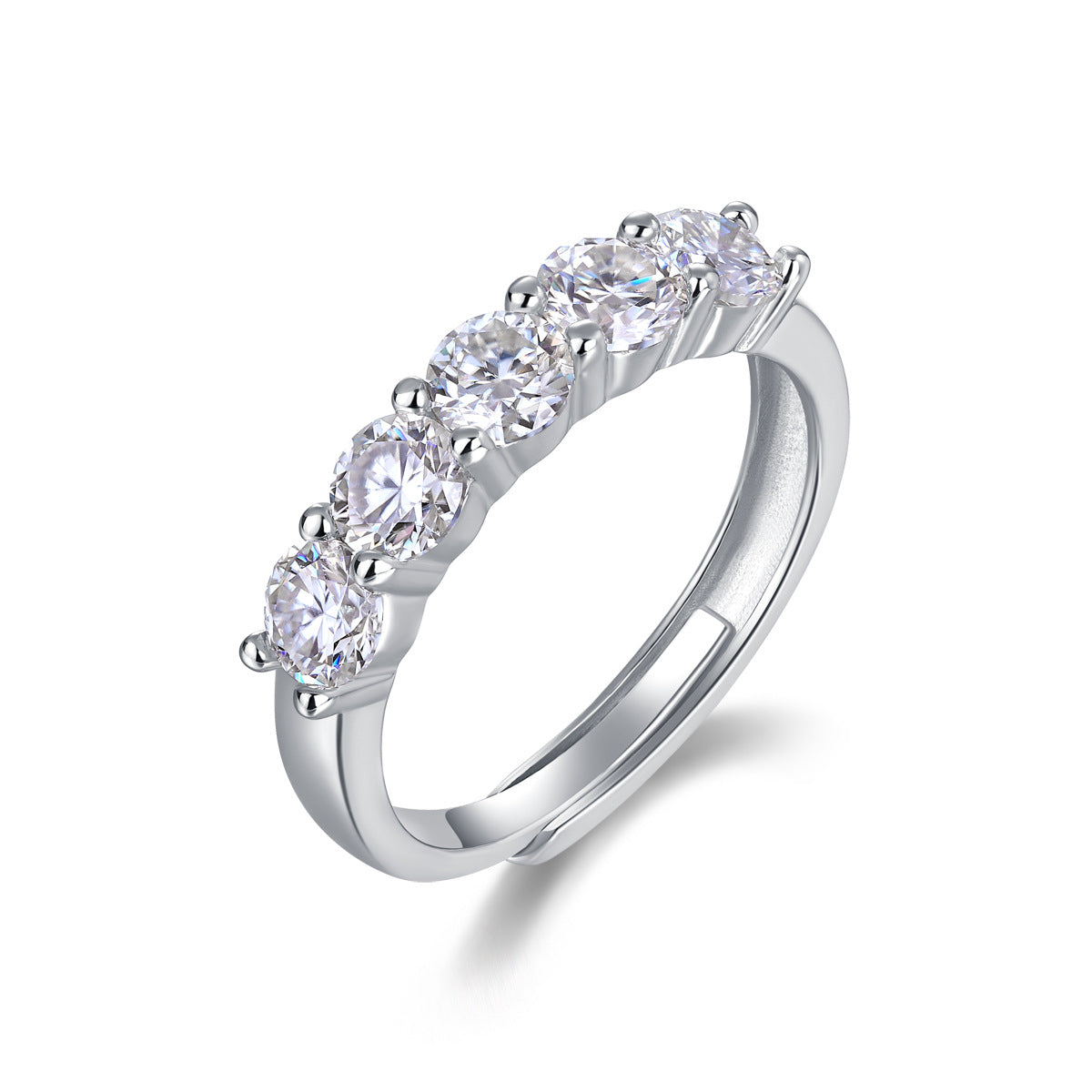 TAAZLUXE™ Half Eternity Moissanite Ring - 18K White Gold Vermeil