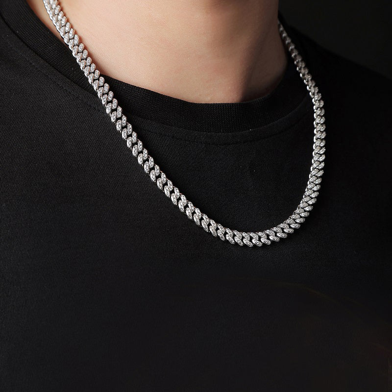 TAAZLUXE™ Cuban Chain with Moissanites - 18K White Gold Vermeil