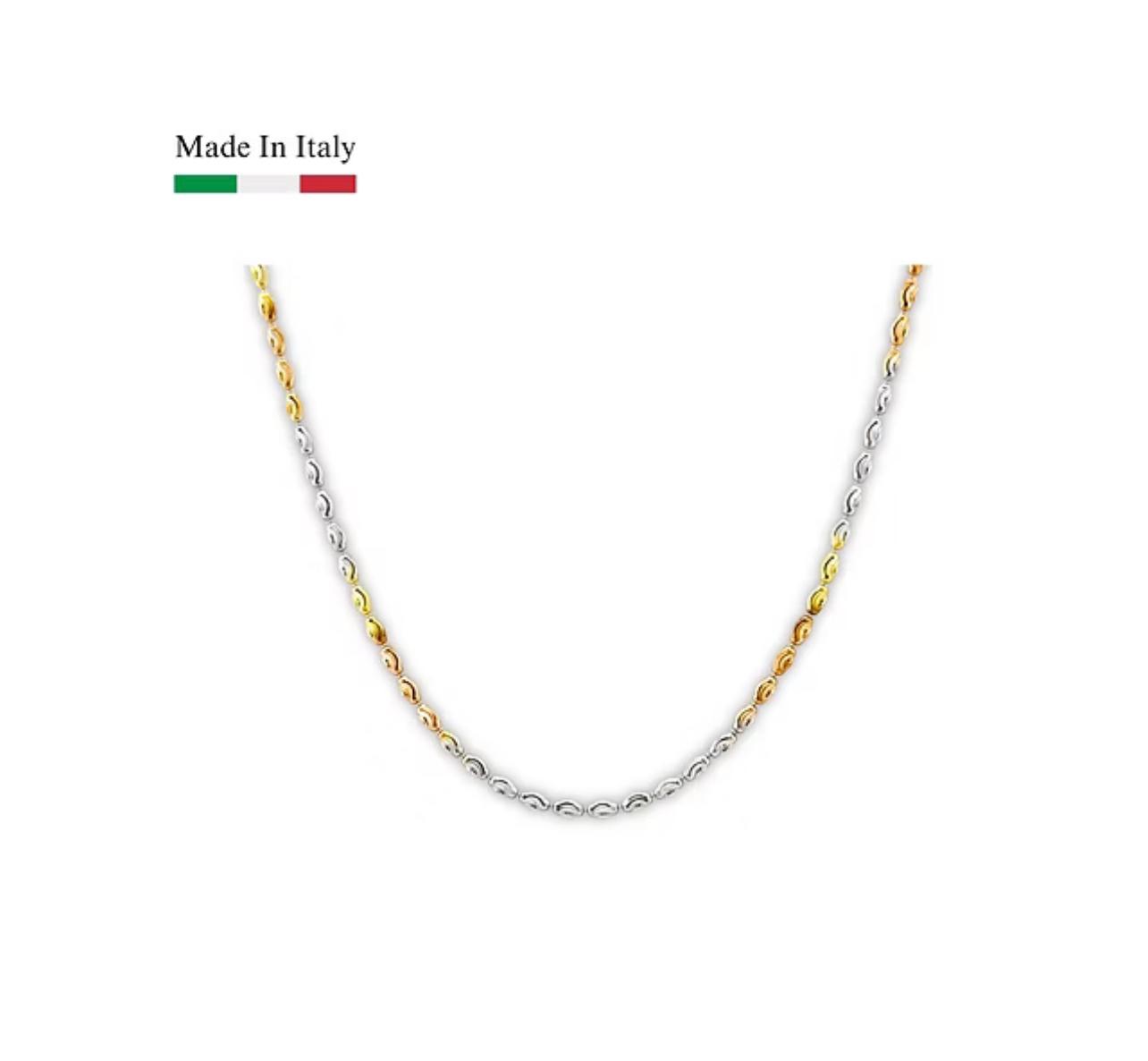 سلسلة TAAZLUXE™ من الفضة عيار 925، طولها 50 سم | سلسلة خرز بيضاوي متعدد الألوان | مطلية بذهب عيار 18 قيراط