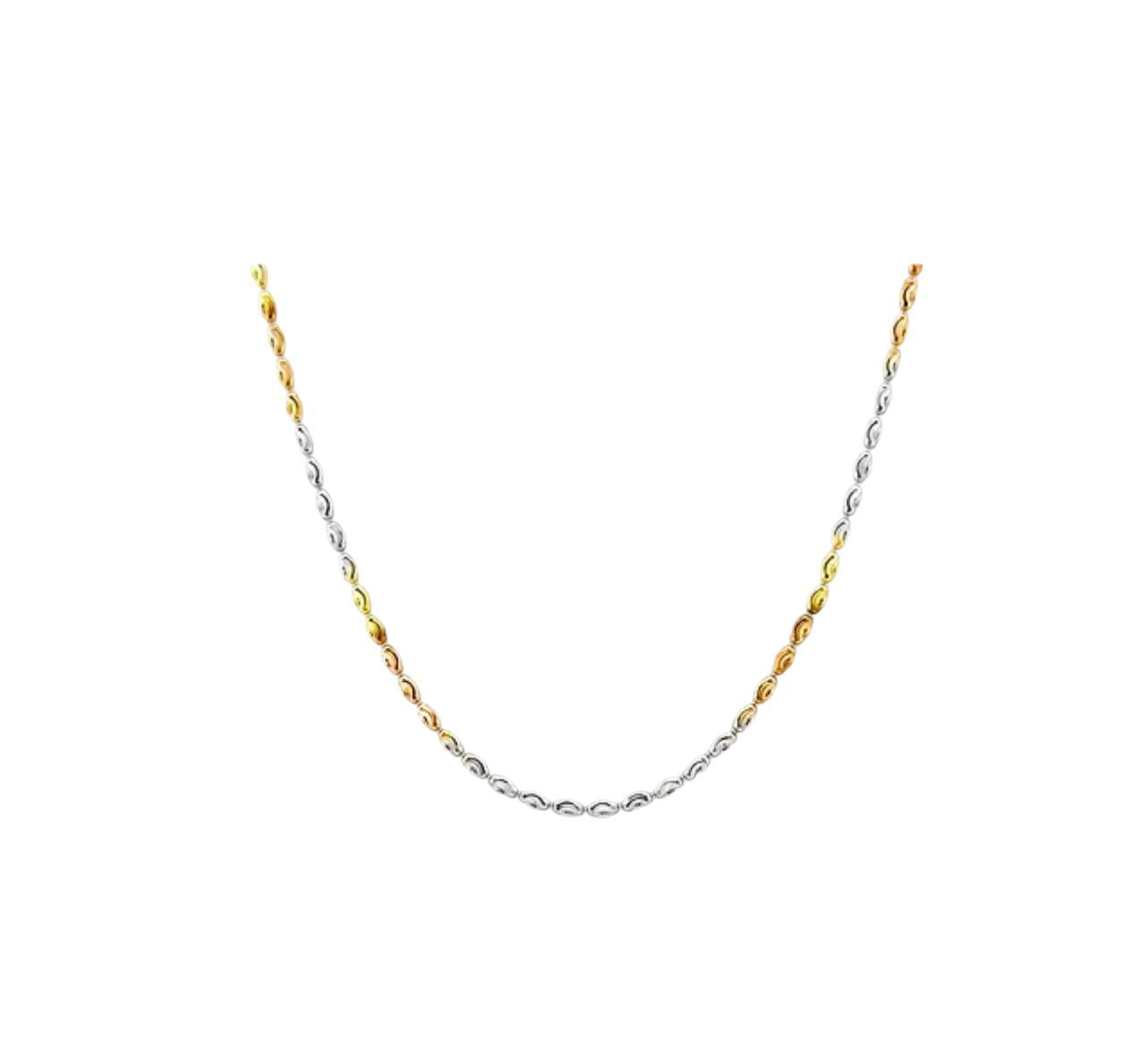 S925 Silver Chain, 60cm | Multi Color Oval beads Chain | 18KYW gold Vermeil