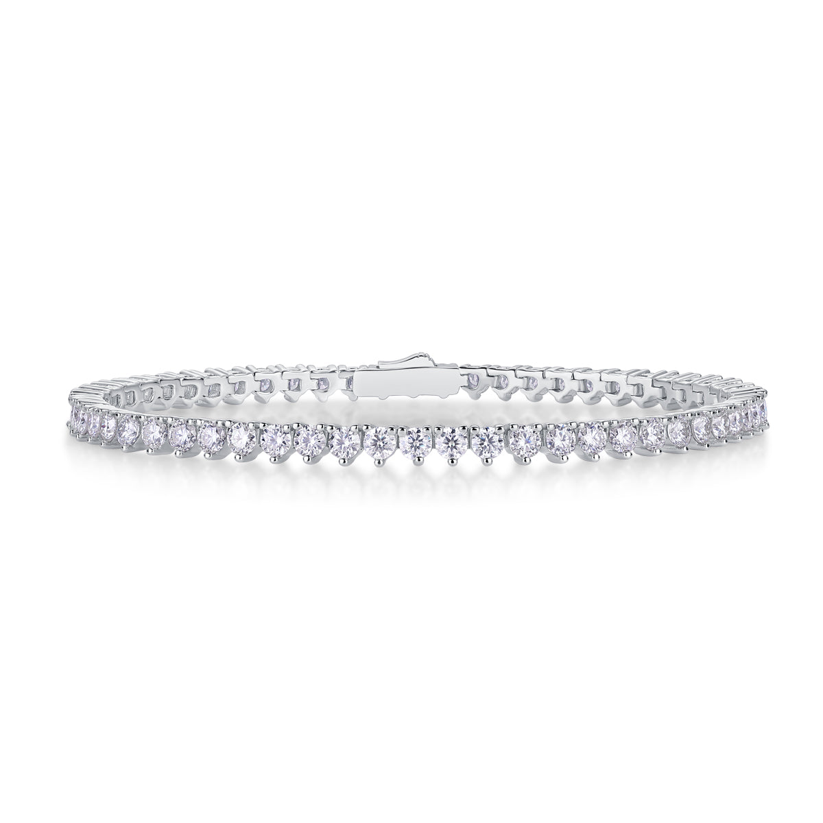 TAAZLUXE™ Silver Heart Shaped Tennis Bracelet with Moissanite Diamonds - Silver