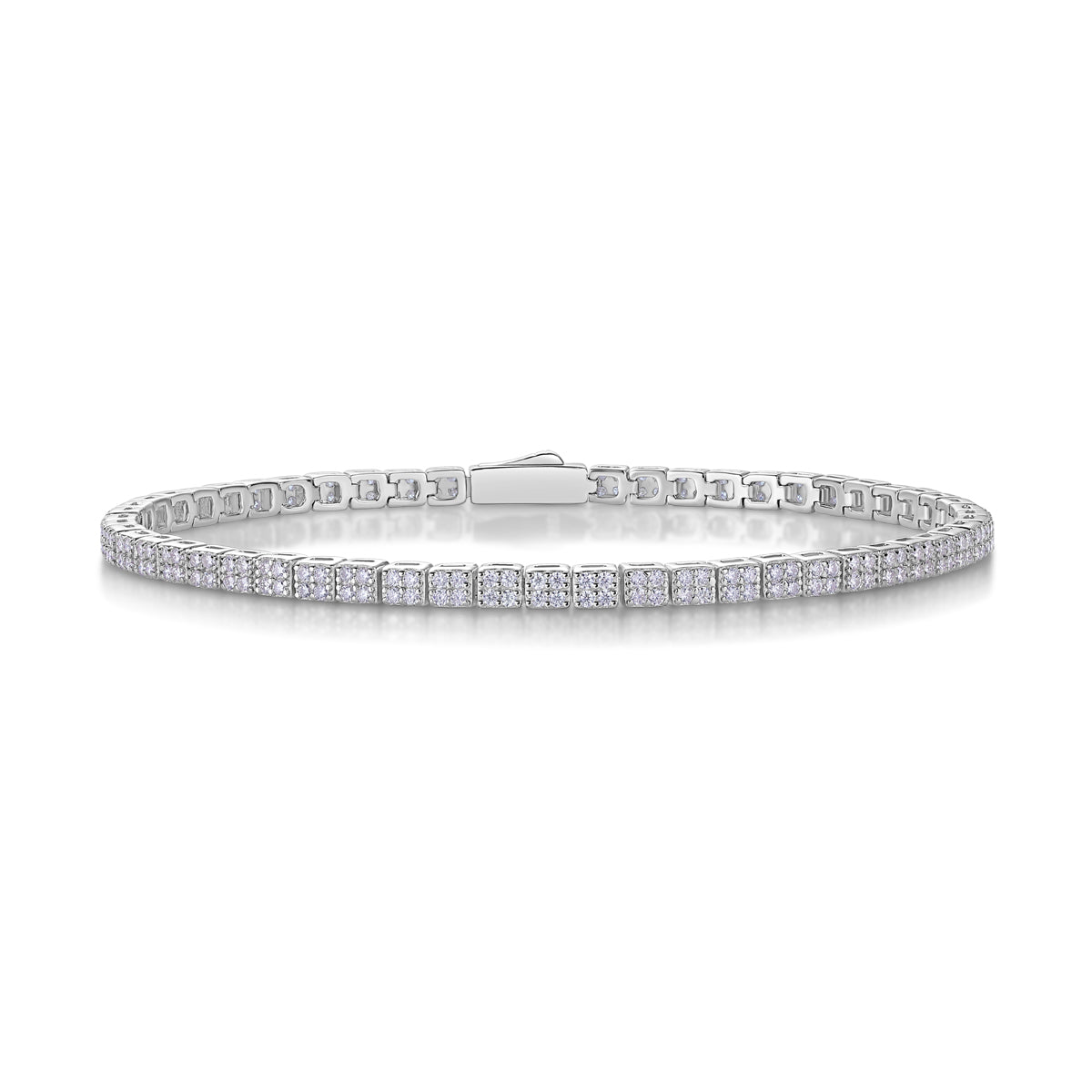 TAAZLUXE™ Tennis Bracelet with paved moissanites - 18K White Gold Vermeil