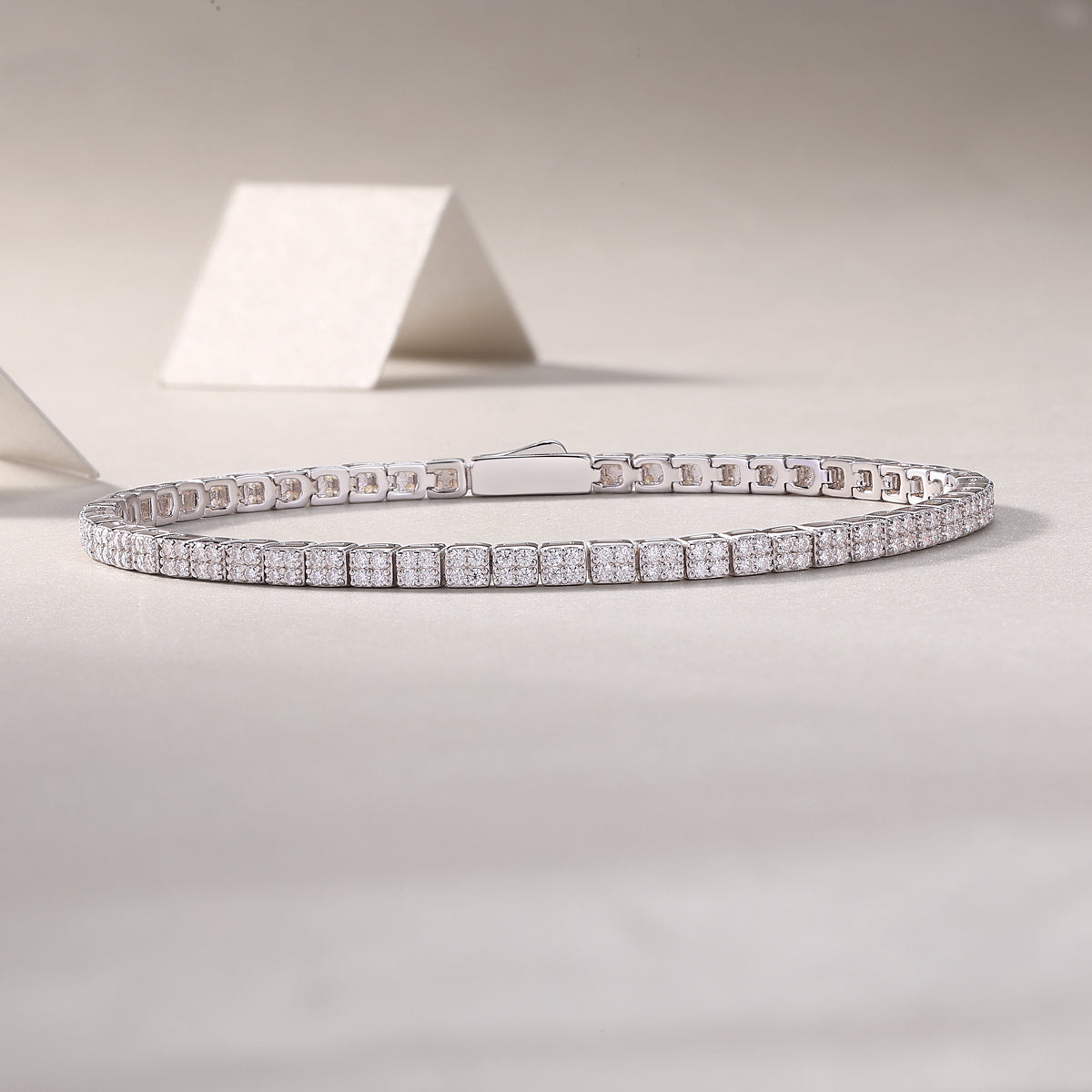 TAAZLUXE™ Tennis Bracelet with paved moissanites - 18K White Gold Vermeil