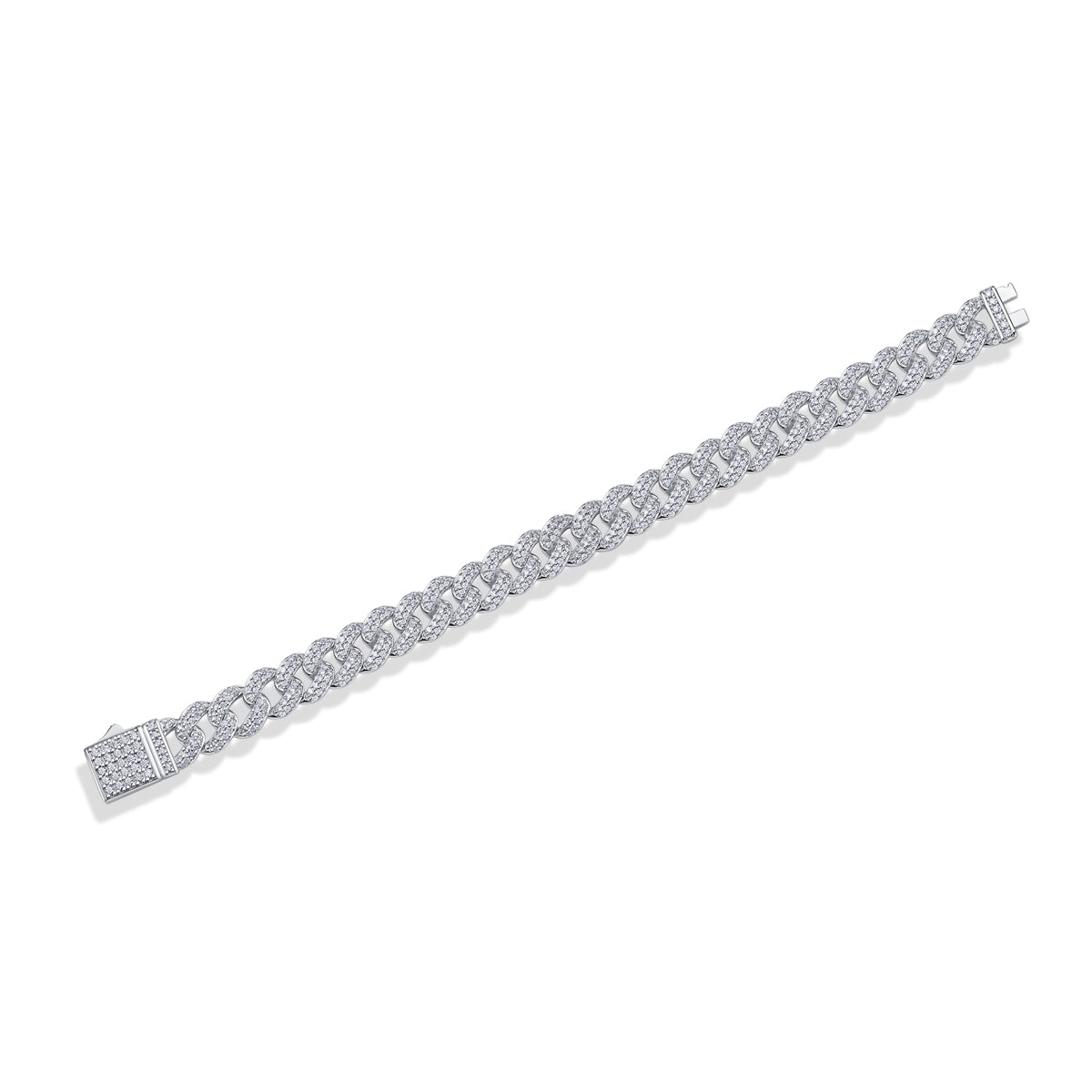 TAAZLUXE™ Cuban Chain Bracelet with Moissanites 18K White Gold Plated - Silver
