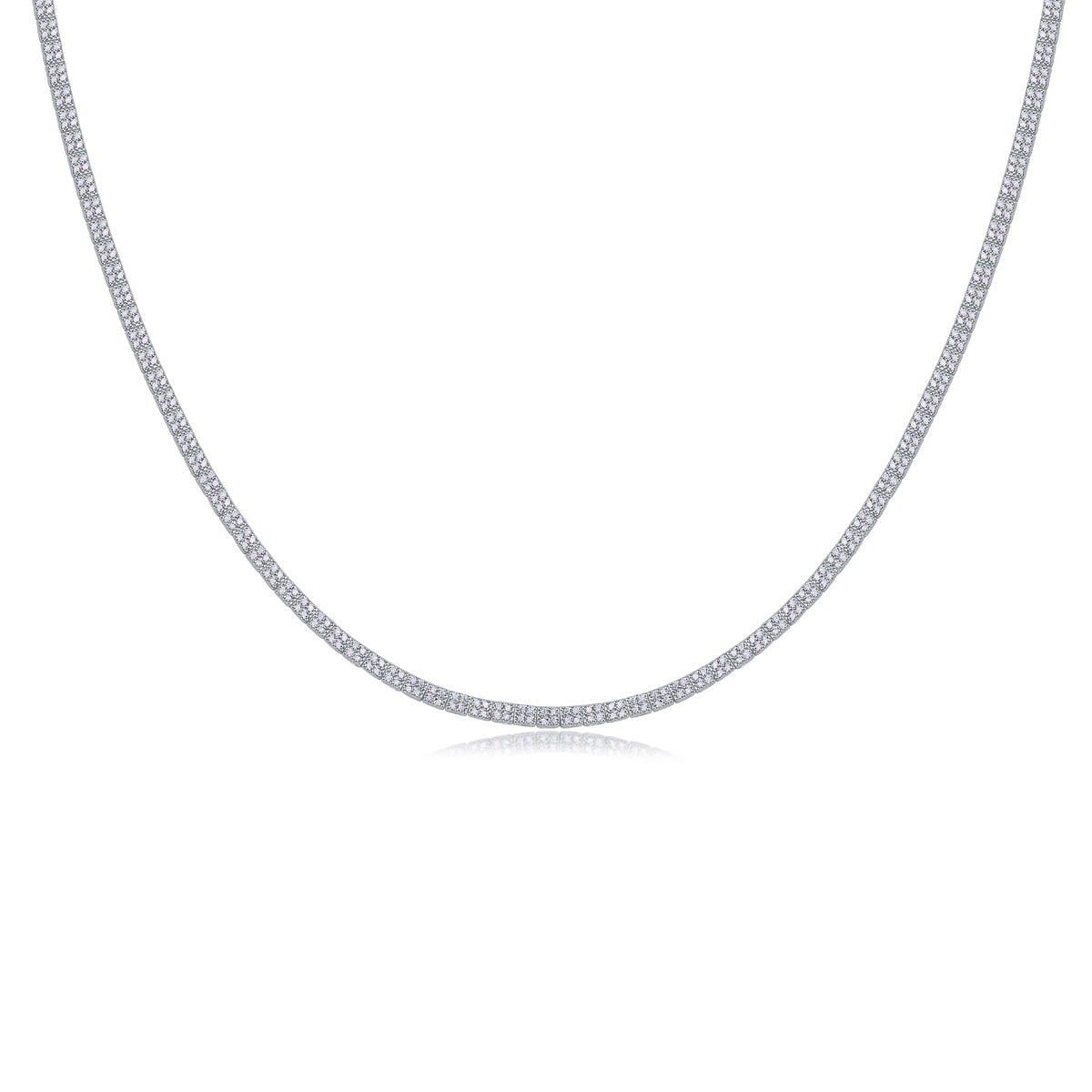 TAAZLUXE™ Tennis Necklace with Paved Moissanites - 18K White Gold Vermeil